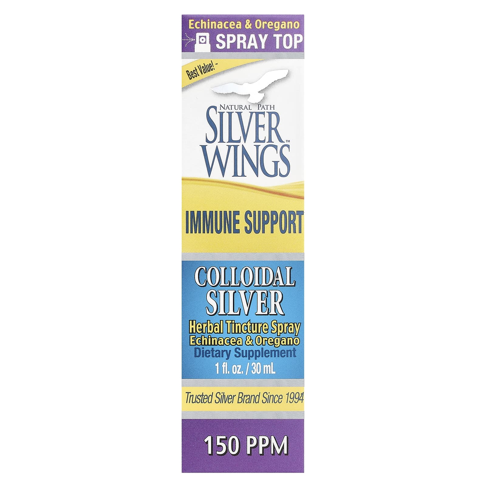 Natural Path Silver Wings коллоидное серебро травяная настойка спрей 150 частмлн 30 мл 1 жидк унция 150 частмлн в 15 распылениях 2390₽