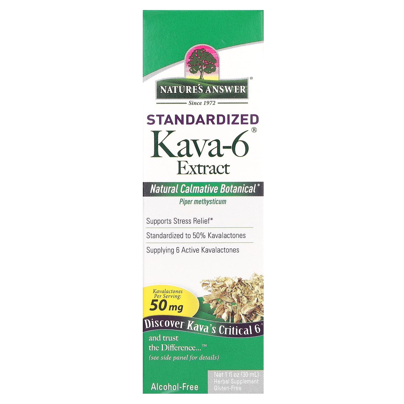 Nature's Answer, экстракт кава-6, стандартизованный, без спирта, 30 мл (1 жидк. унция)