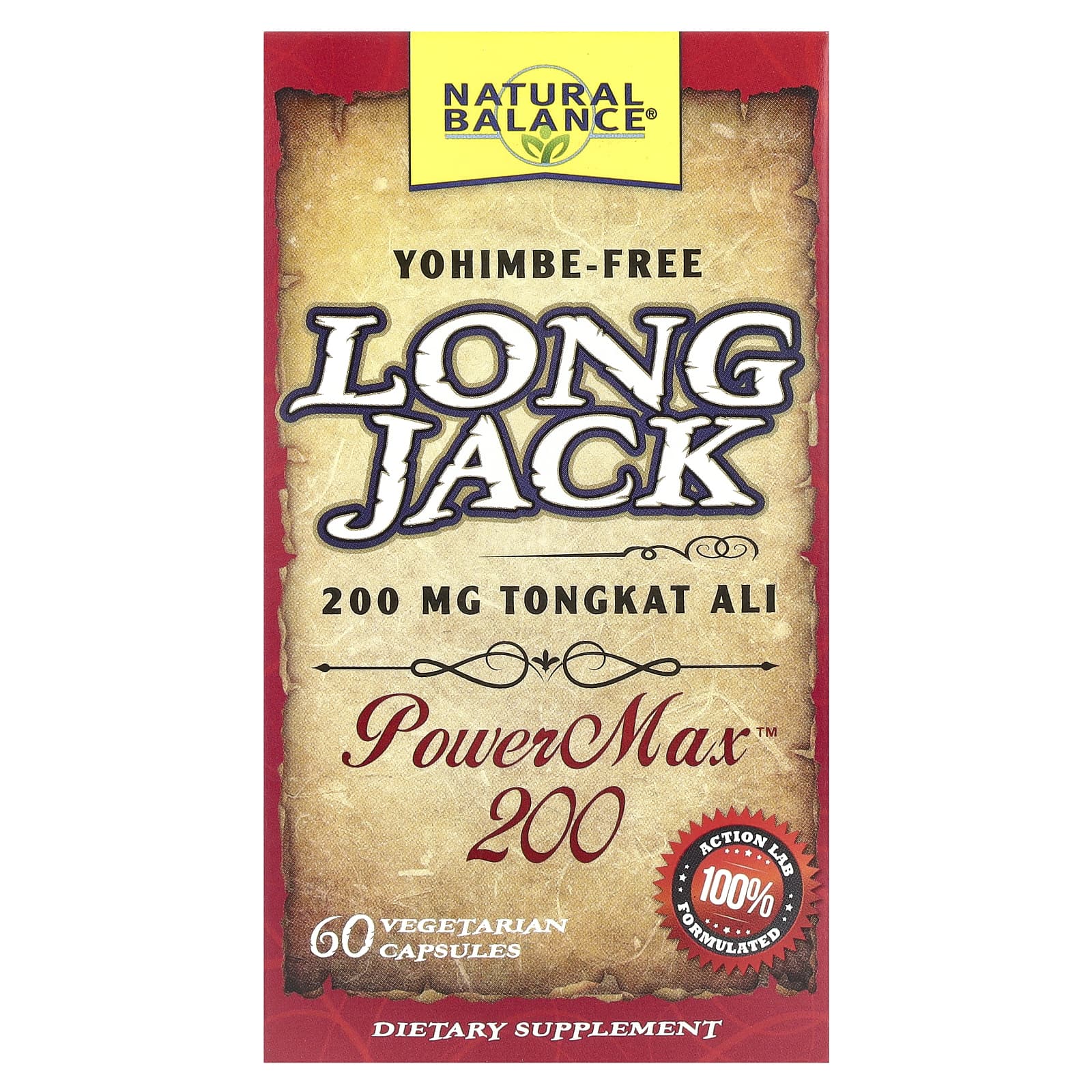 Natural Balance, Long Jack, PowerMax ™, 200 мг, 60 вегетарианских капсул