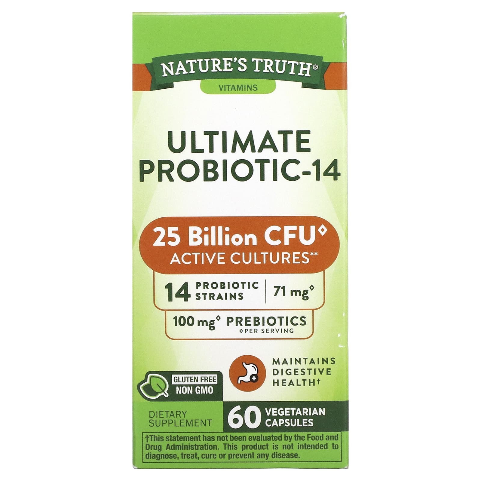 Nature's Truth, Ultimate Probiotic-14, 25 млрд, 60 капсул с быстрым высвобождением