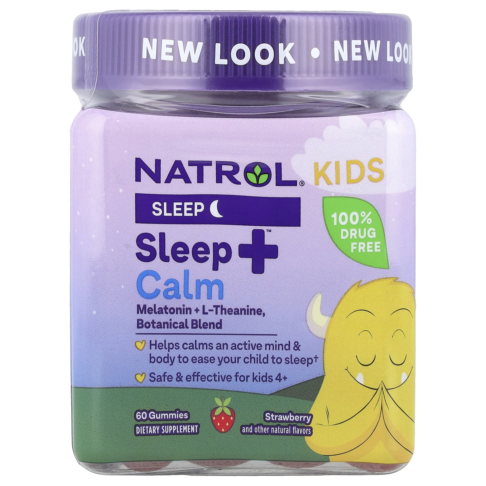 Natrol, Kids, Sleep + Calm, для детей от 4 лет, со вкусом клубники, 60 жевательных таблеток