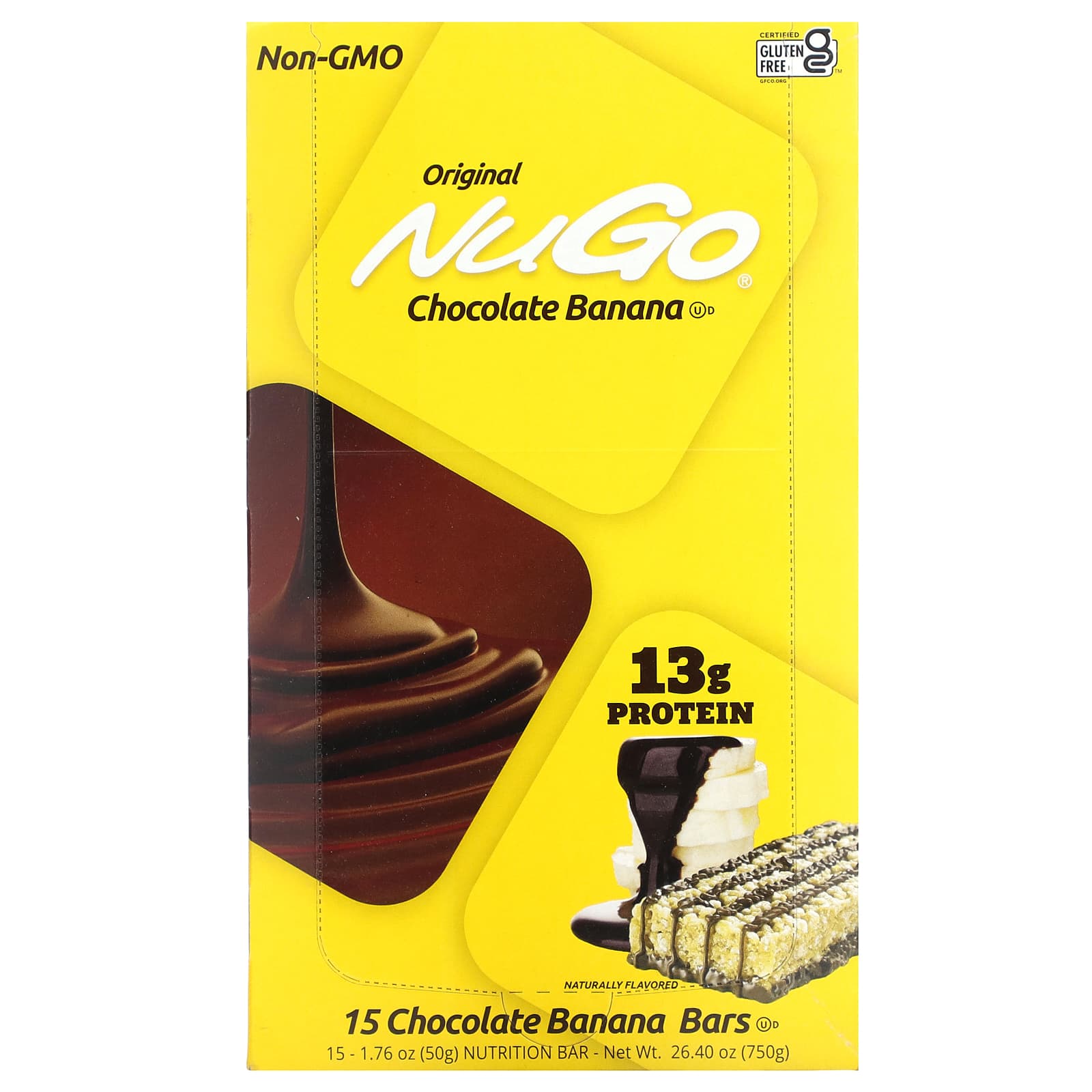 NuGo Nutrition Шоколадно-банановые батончики 15 батончиков 50 г 176 унции 4690₽