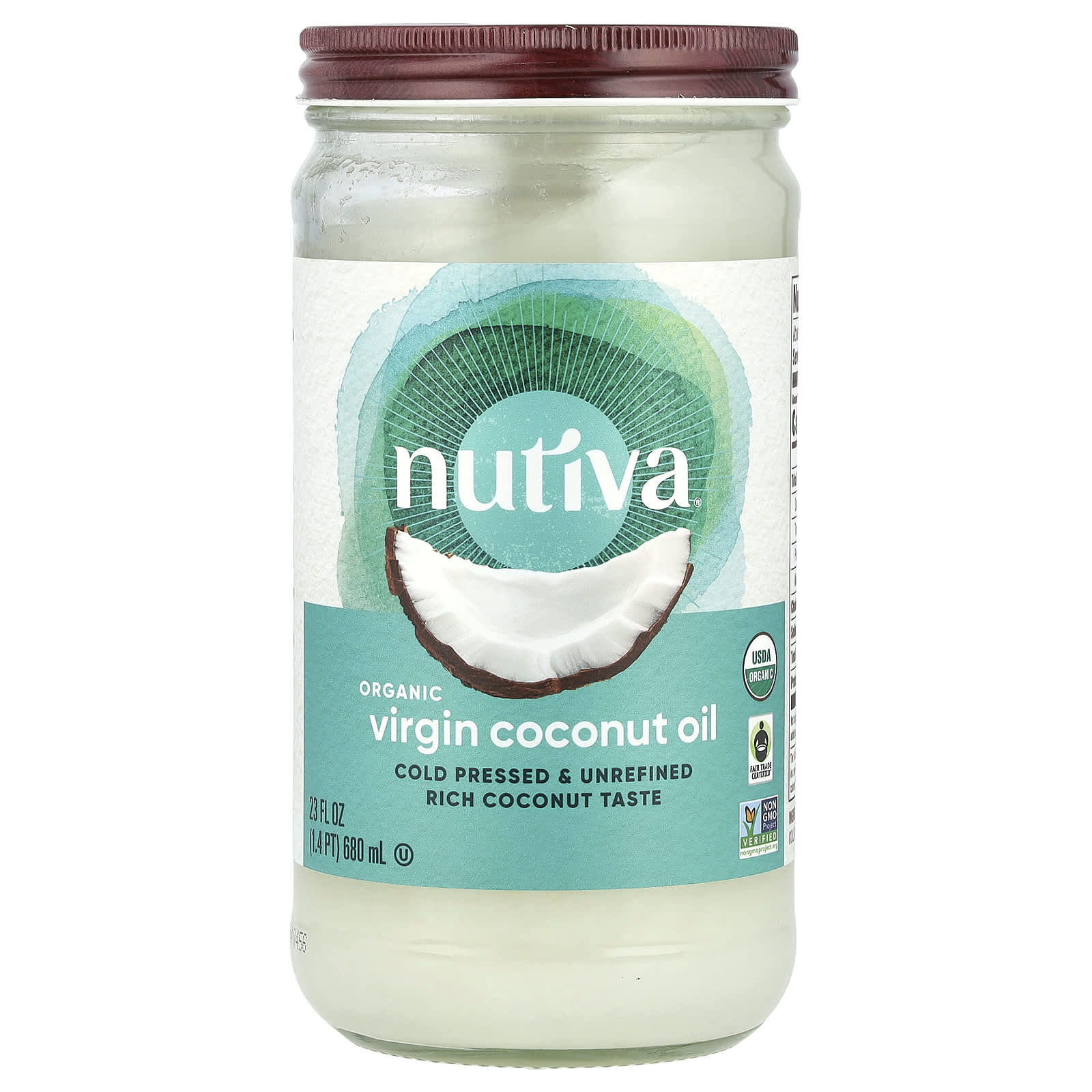 Nutiva Органическое кокосовое масло Virgin 23 жидкие унции 680 мл 2490₽