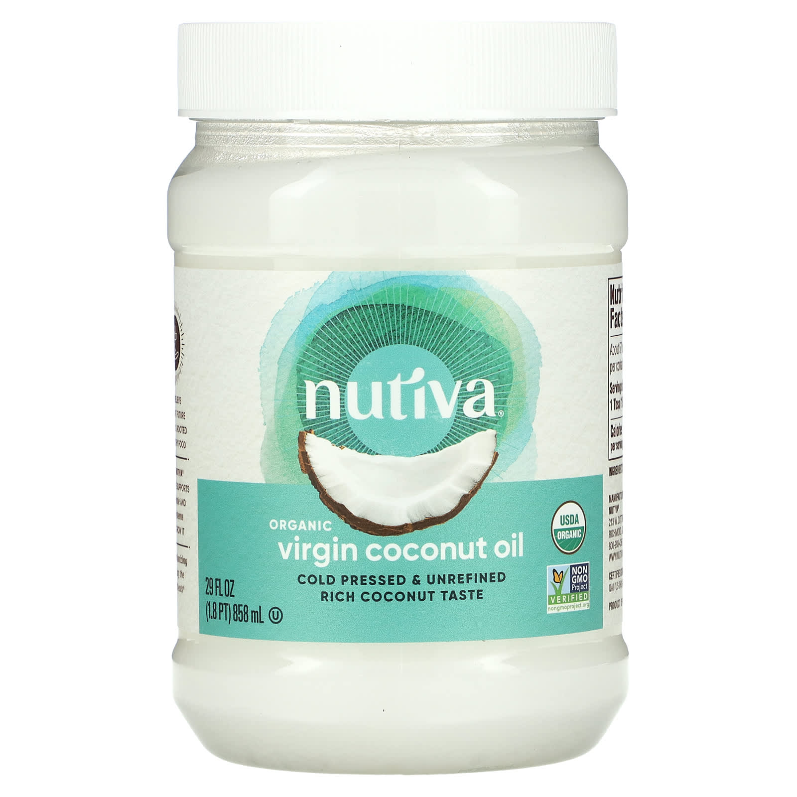 Nutiva органическое кокосовое масло первого отжима 858 мл 29 жидк унций 3890₽