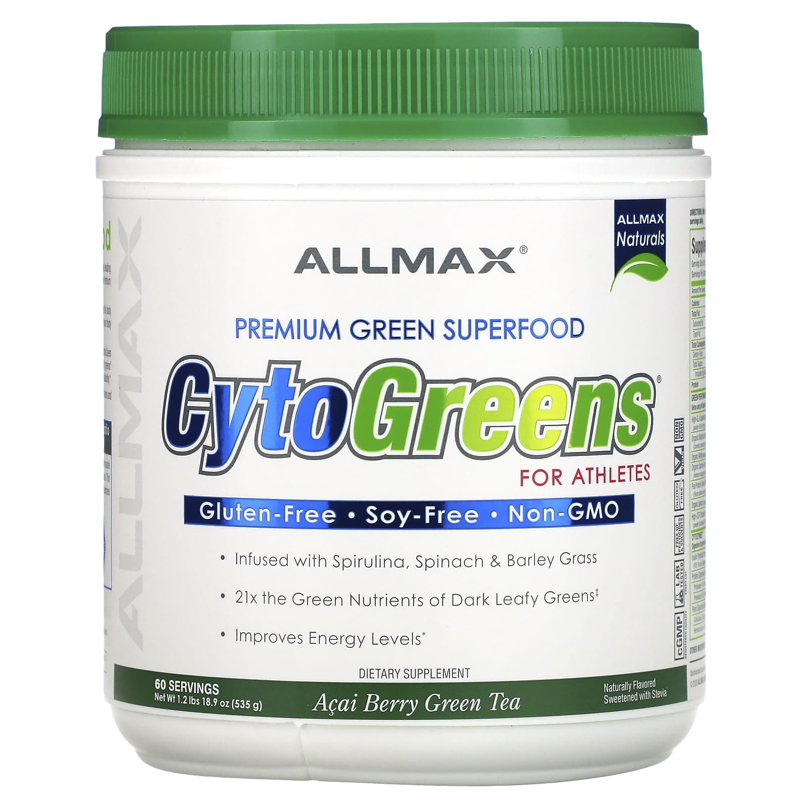 ALLMAX CytoGreens зеленый суперпродукт премиального качества для спортсменов зеленый чай с ягодами асаи 535 г 12 фунта 11290₽