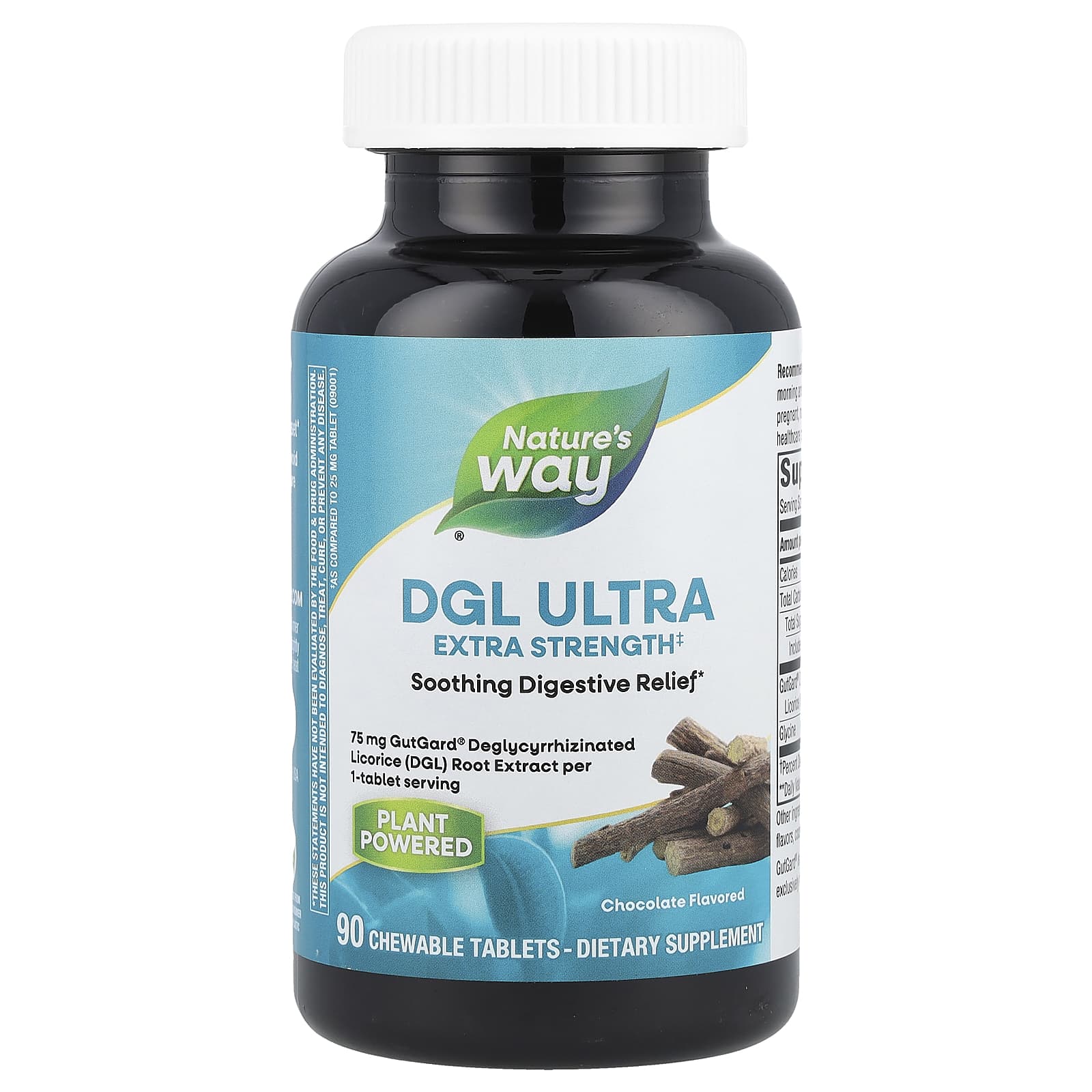 Nature's Way, DGL Ultra, Extra Strength для облегчения пищеварения, немецкий шоколад, 75 мг, 90 жевательных таблеток