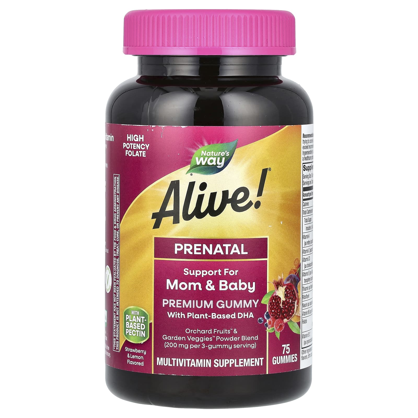 Natures Way Alive Daily Support Premium Prenatal витамины для беременных клубника и лимон 75 жевательных таблеток 3090₽