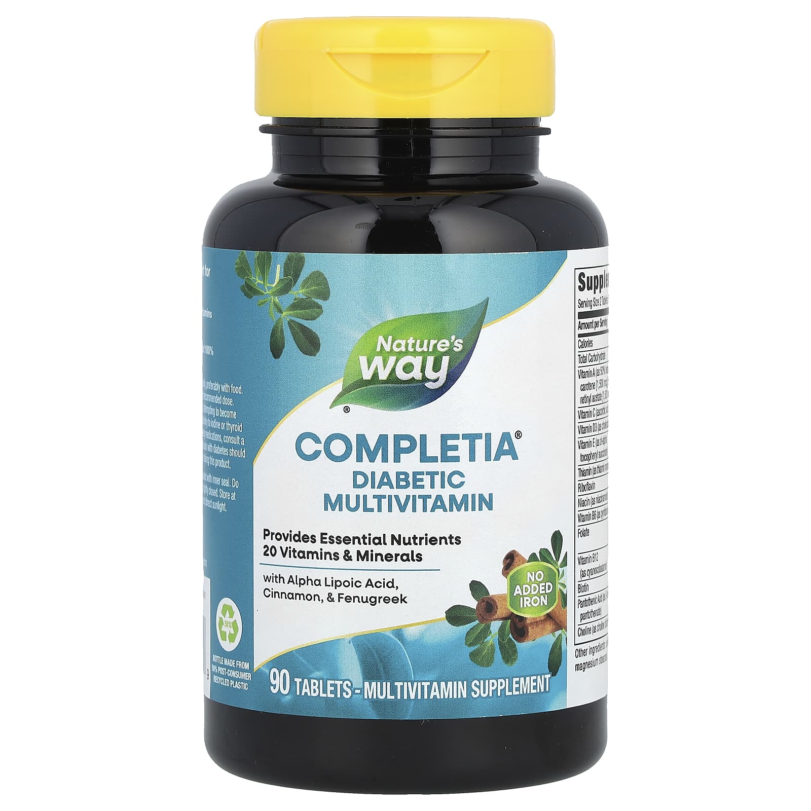 Nature's Way, Completia, комплекс мультивитаминов для диабетиков, без железа, 90 таблеток