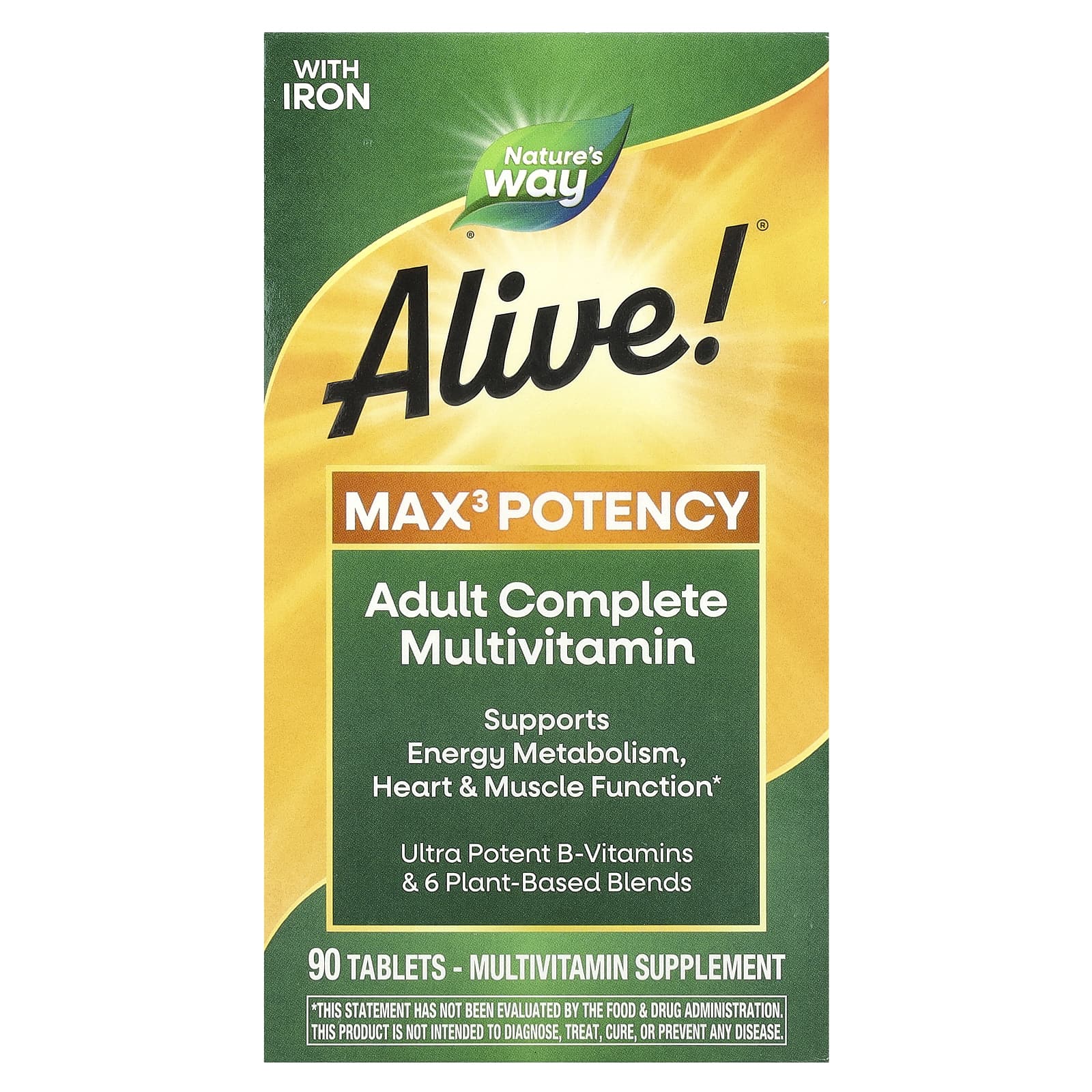 Nature's Way, Alive! Max3 Potency, мультивитамины, 90 таблеток