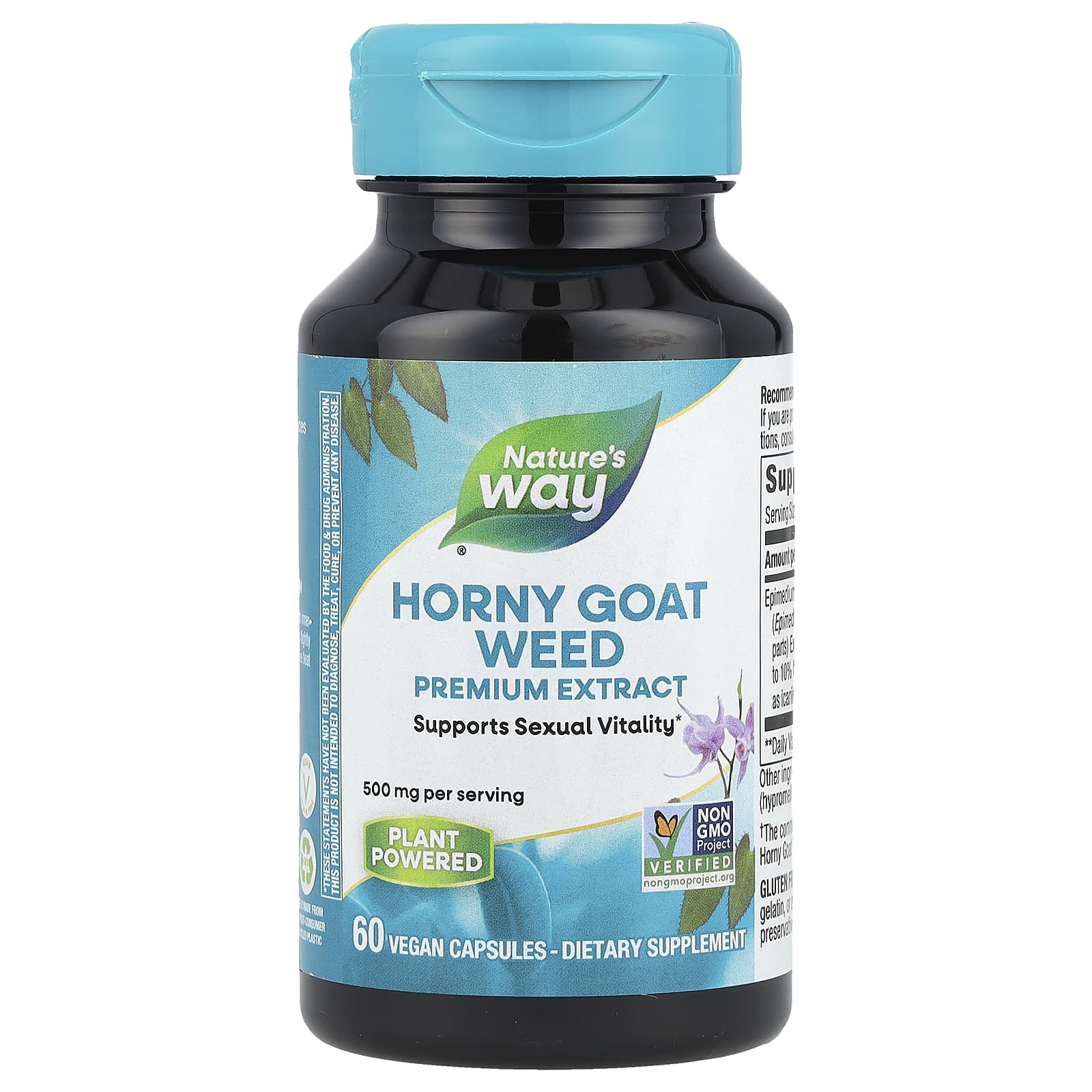 Nature's Way, Horny Goat Weed, 500 мг, 60 веганских капсул