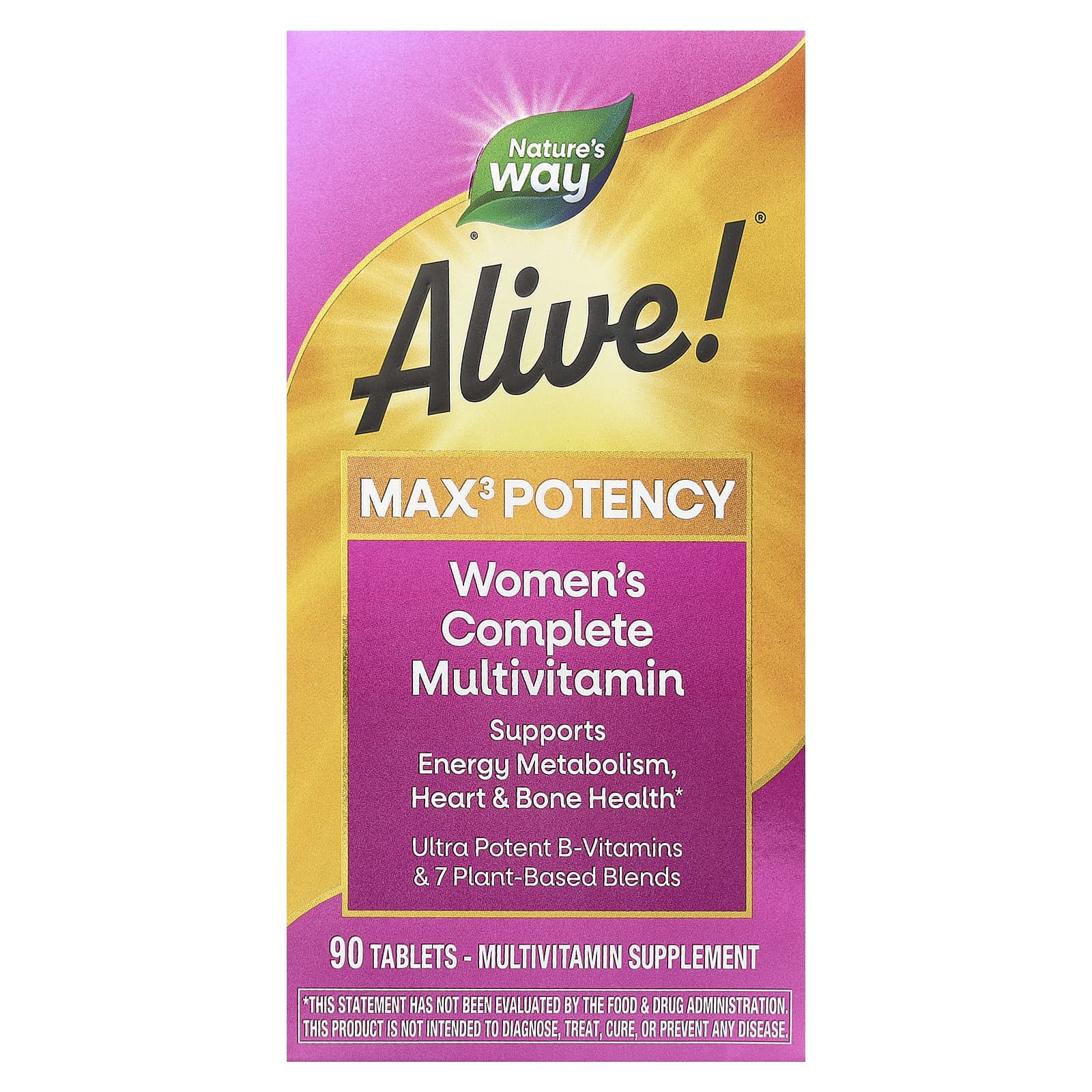 Nature's Way, Alive! Max3 Potency, полный мультивитаминный комплекс для женщин, 90 таблеток