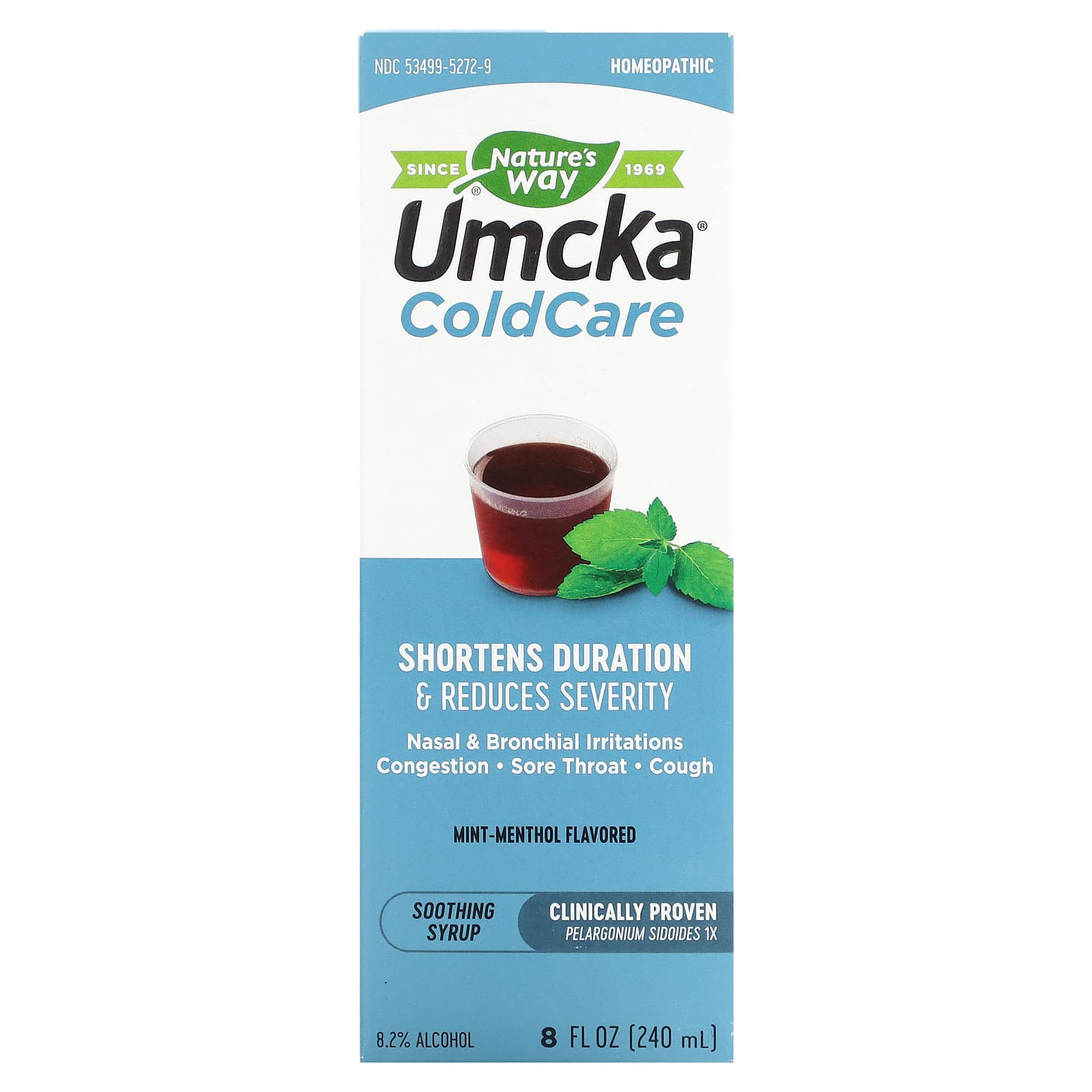 Nature's Way, Umcka, ColdCare, успокаивающий сироп, со вкусом мяты и ментола, 240 мл (8 унций)