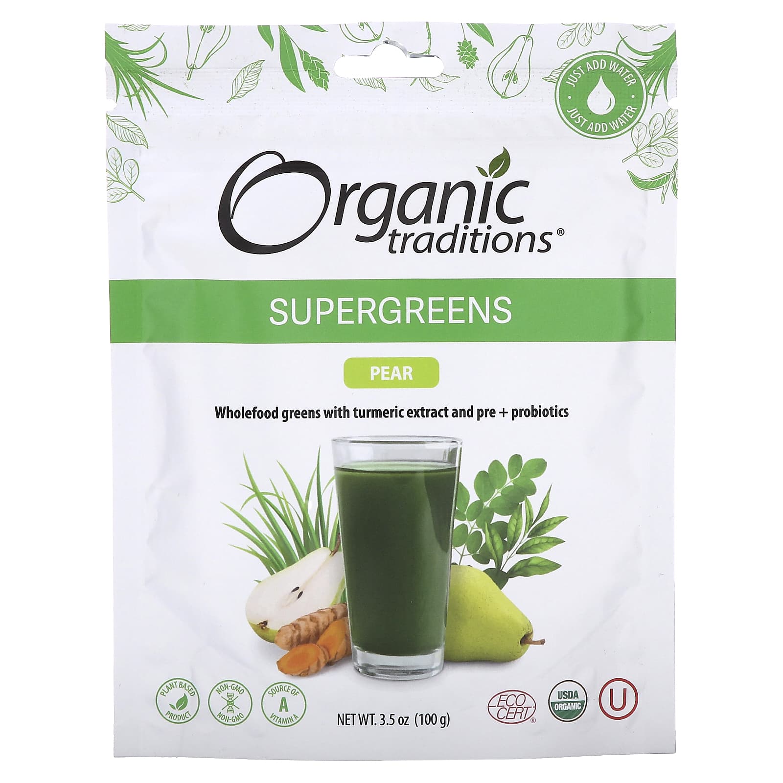 Organic Traditions суперзелень груша 100 г 35 унции 2690₽