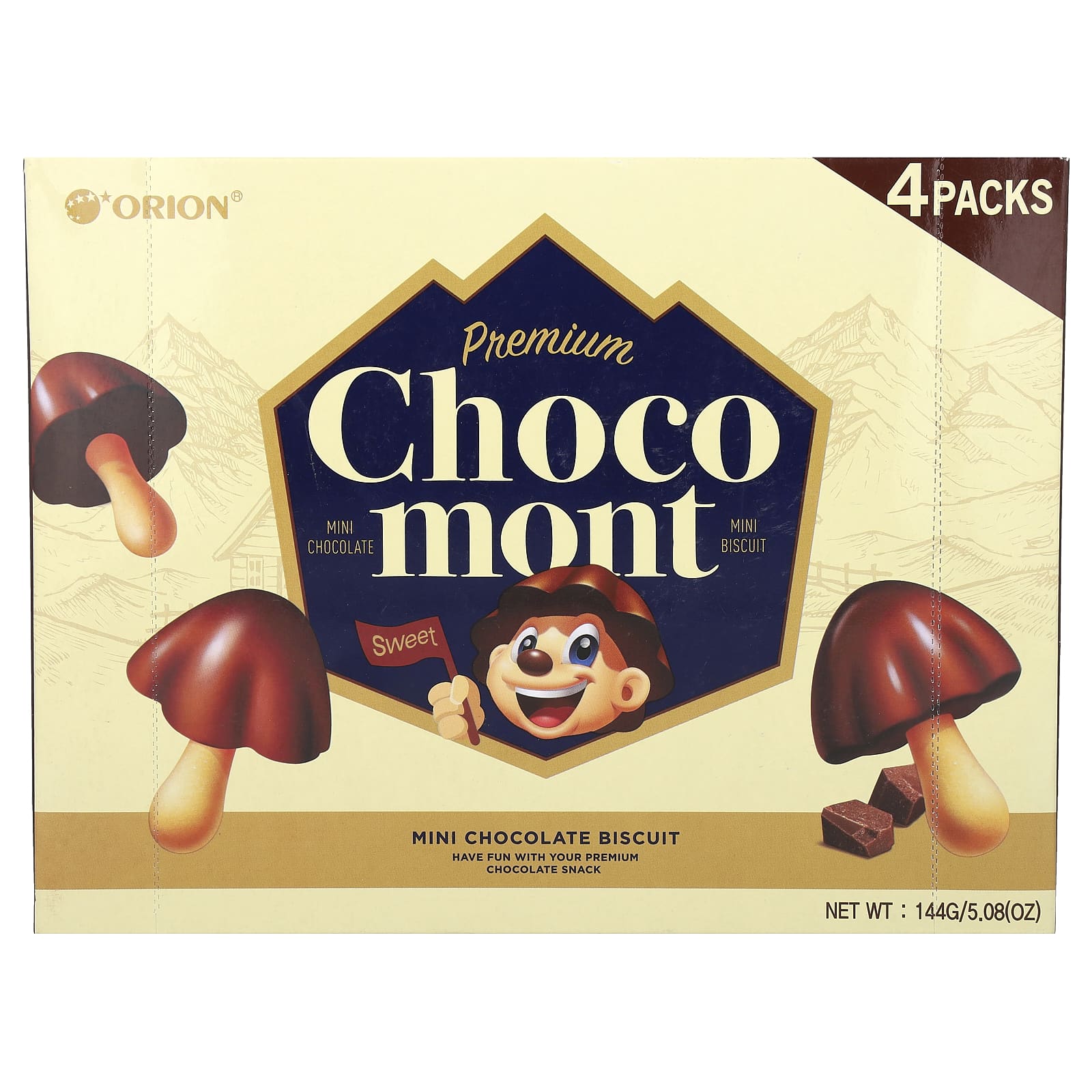 Orion Premium Choco Mont шоколадное мини-печенье 4 упаковки по 30 г 1690₽