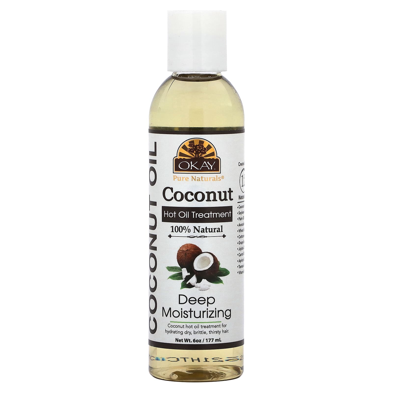 Okay Pure Naturals, Coconut Hot Oil Treatment, глубокое увлажнение, 177 мл (6 унций)