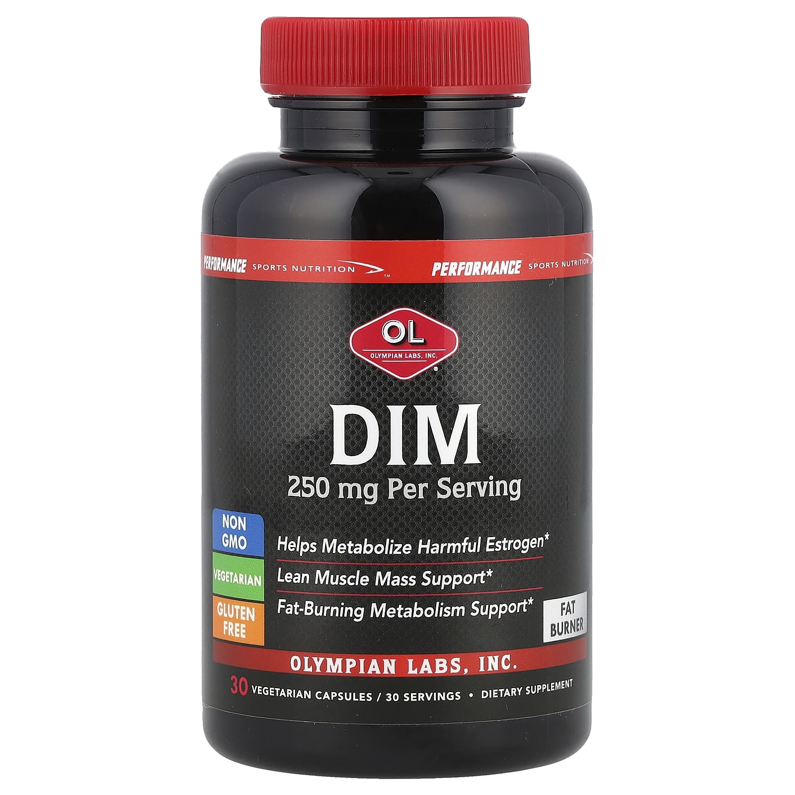 Olympian Labs Performance Sports Nutrition DIM 250 мг 30 вегетарианских капсул 5890₽