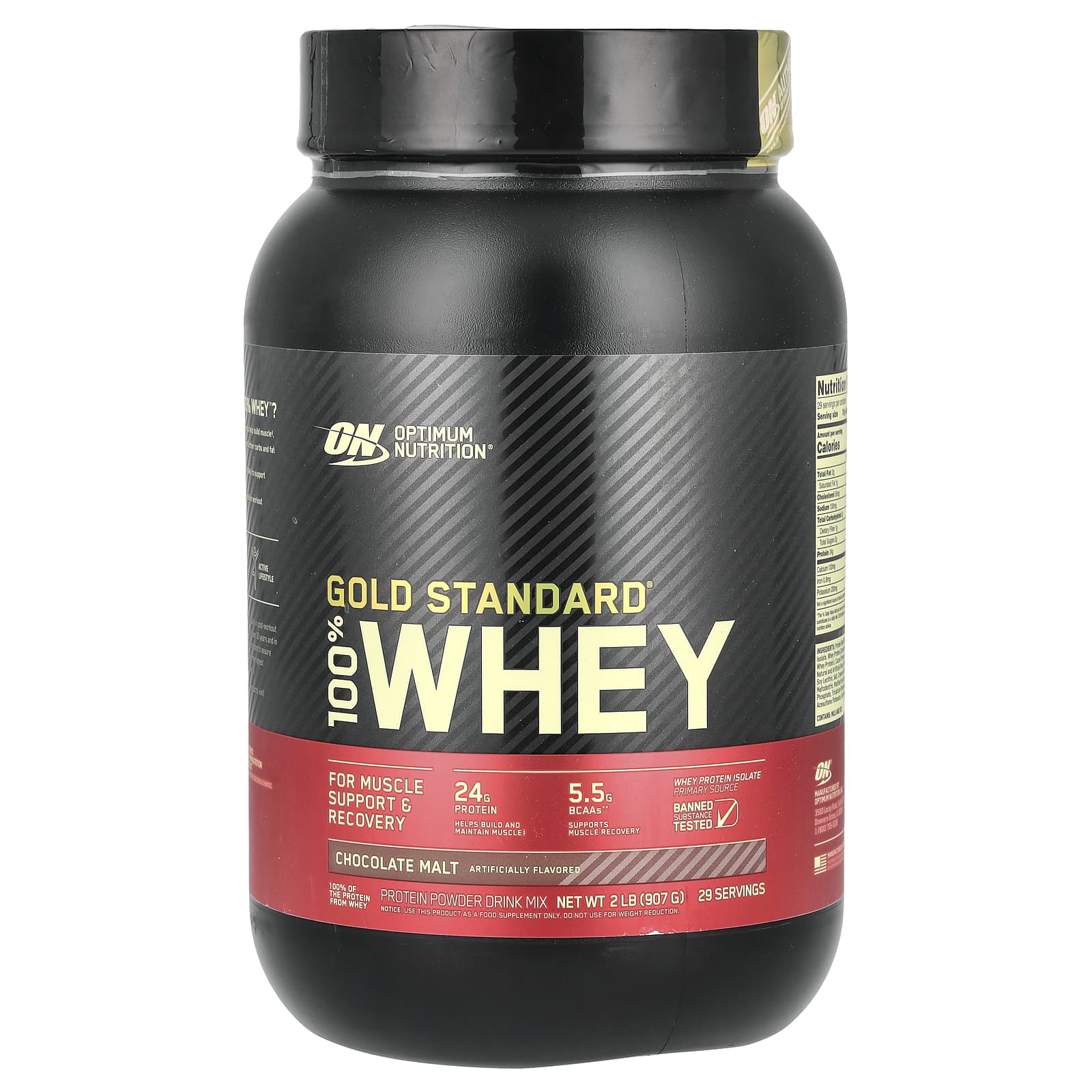 Optimum Nutrition, Gold Standard 100% Whey, шоколадный солод, 907 г (2 фунта)