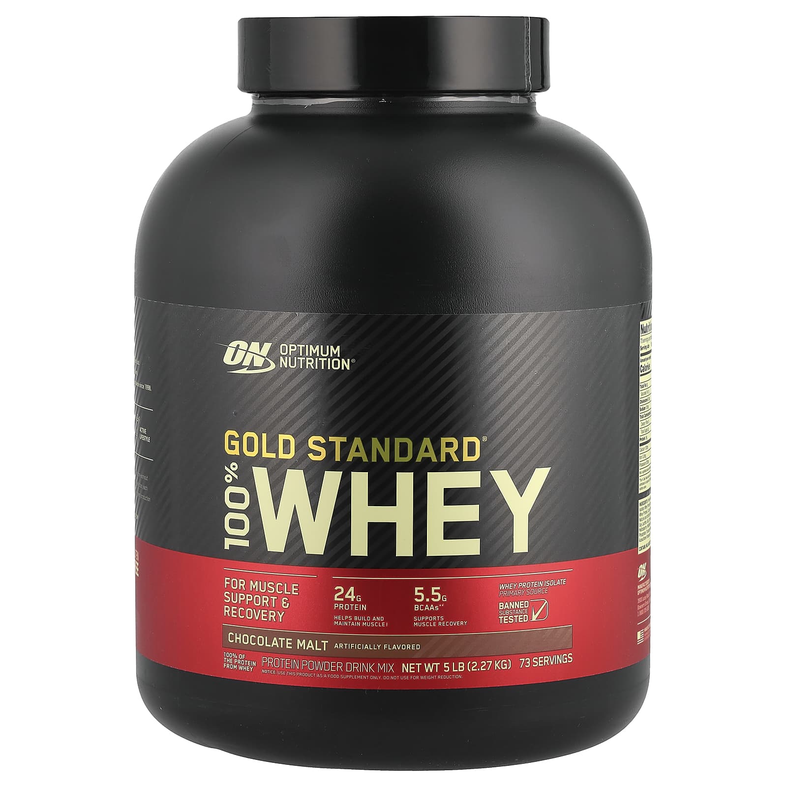 Optimum Nutrition, Gold Standard 100% Whey, шоколадный солод, 2,27 кг (5 фунтов)