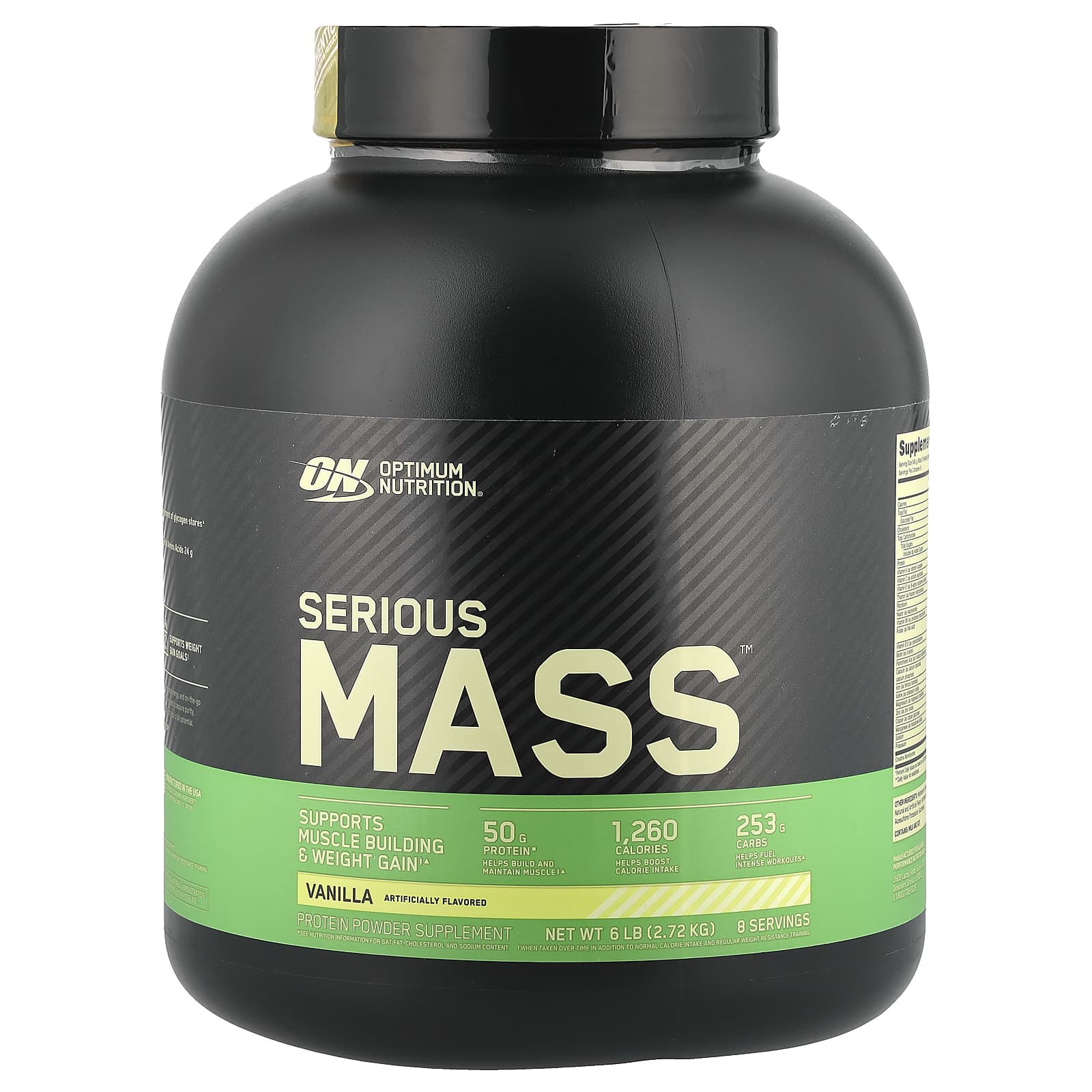 Optimum Nutrition, Порошок Serious Mass с высоким содержанием белка для набора веса, со вкусом ванили, 2,72 кг