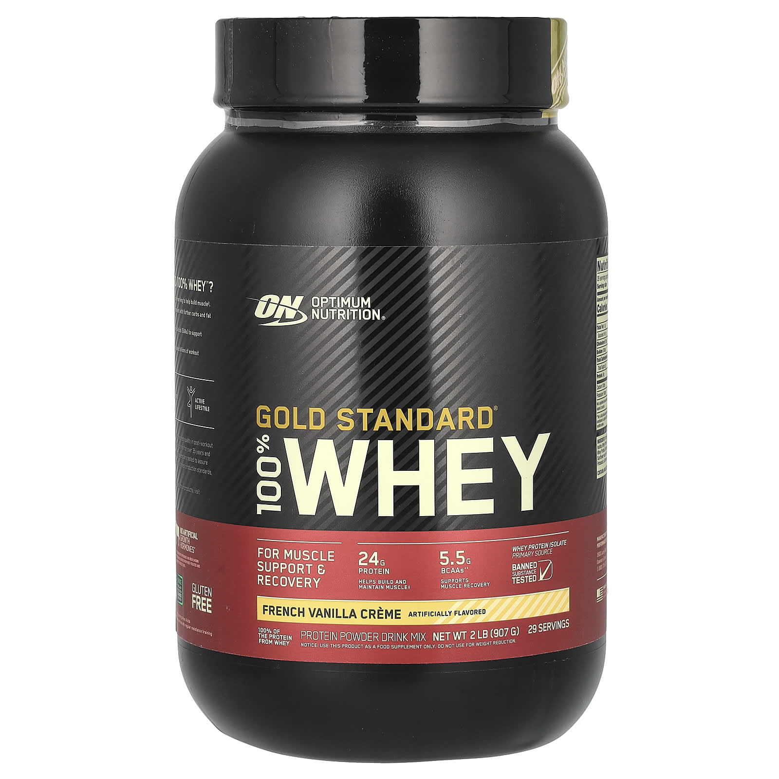 Optimum Nutrition, Gold Standard 100% Whey, сыворотка, французский ванильный крем, 907 г (2 фунта)