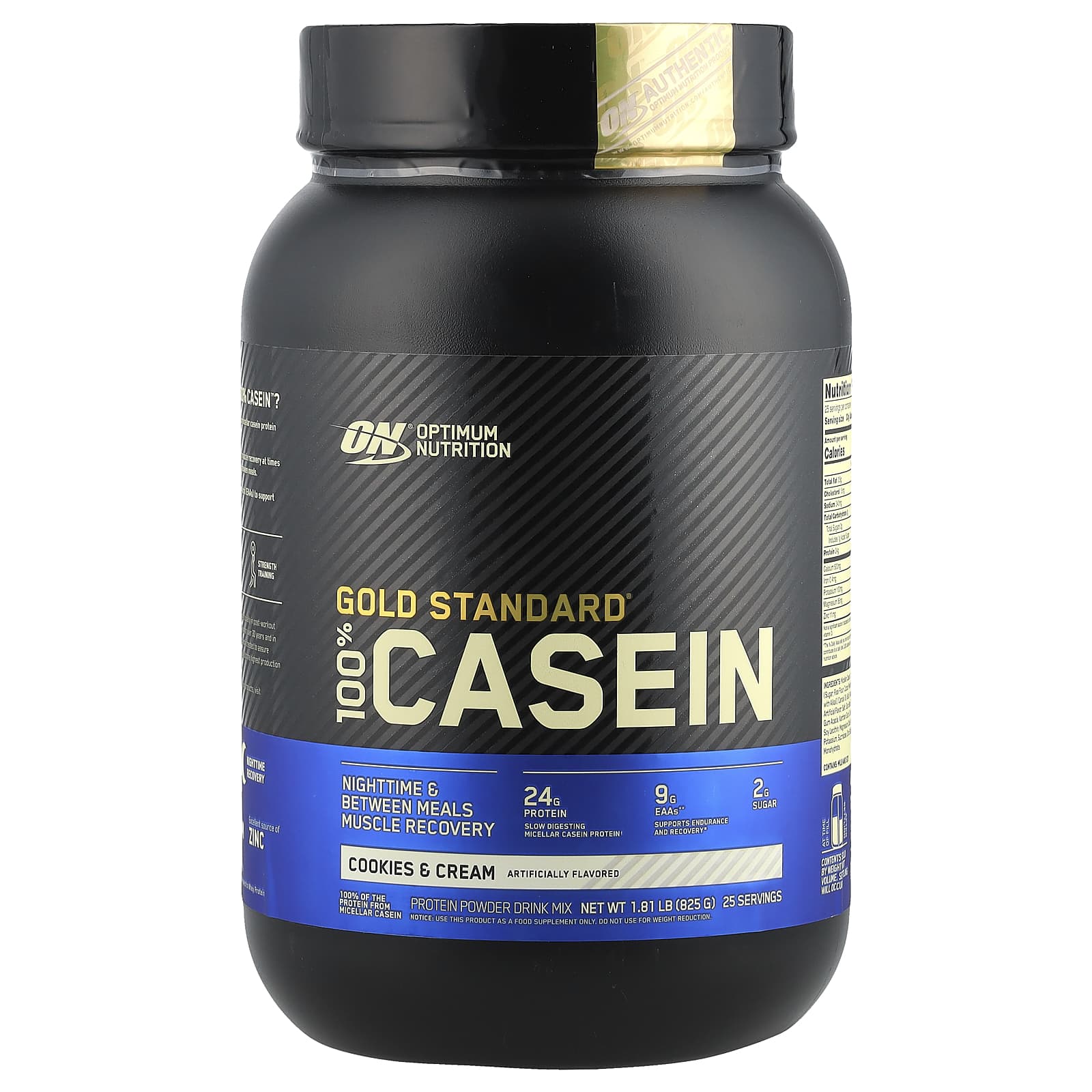 Optimum Nutrition, Gold Standard 100% Casein, казеин со вкусом печенья и сливок, 907 г (2 фунта)