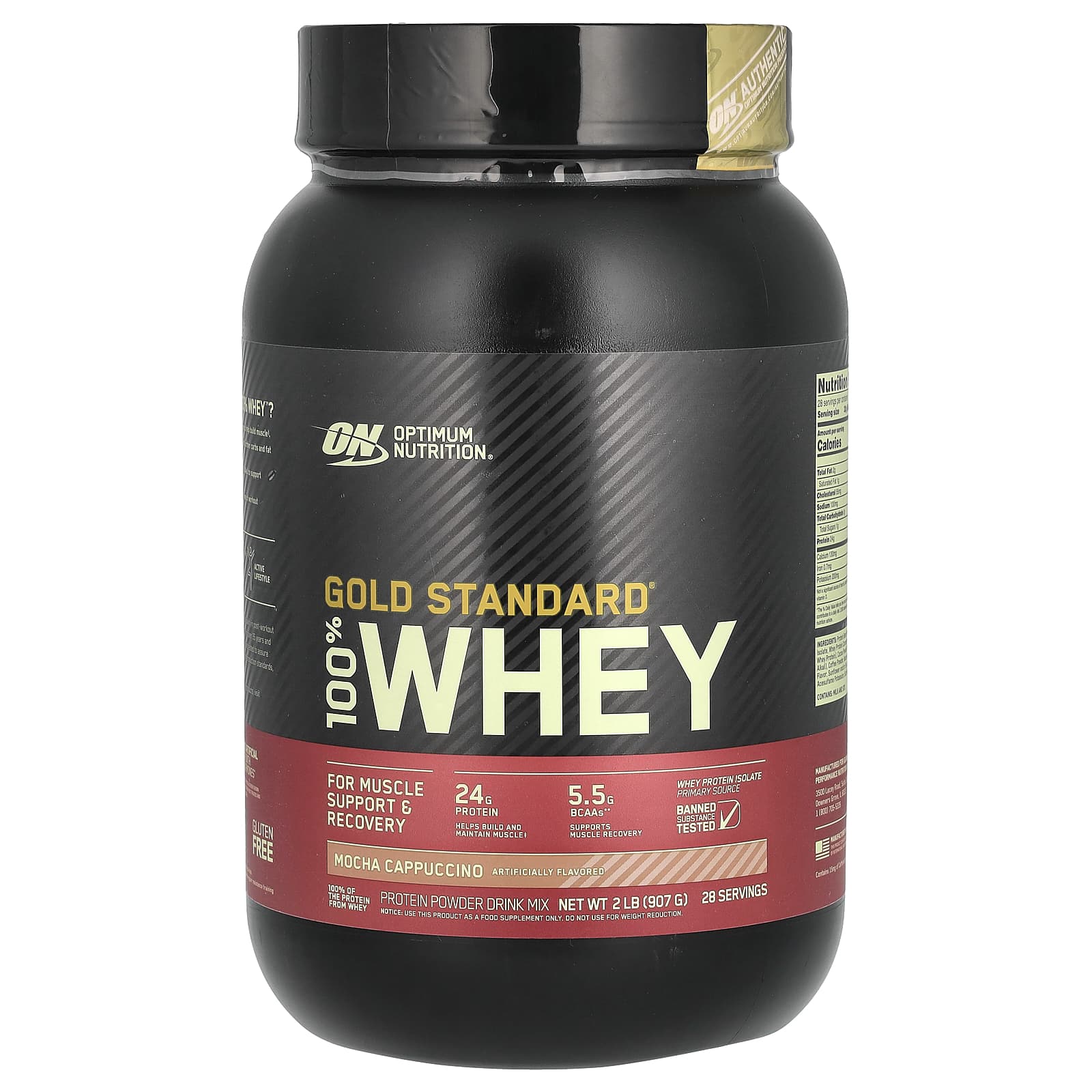 Optimum Nutrition, Gold Standard, 100% сыворотка, со вкусом мокка и капучино, 909 г (2 фунта)