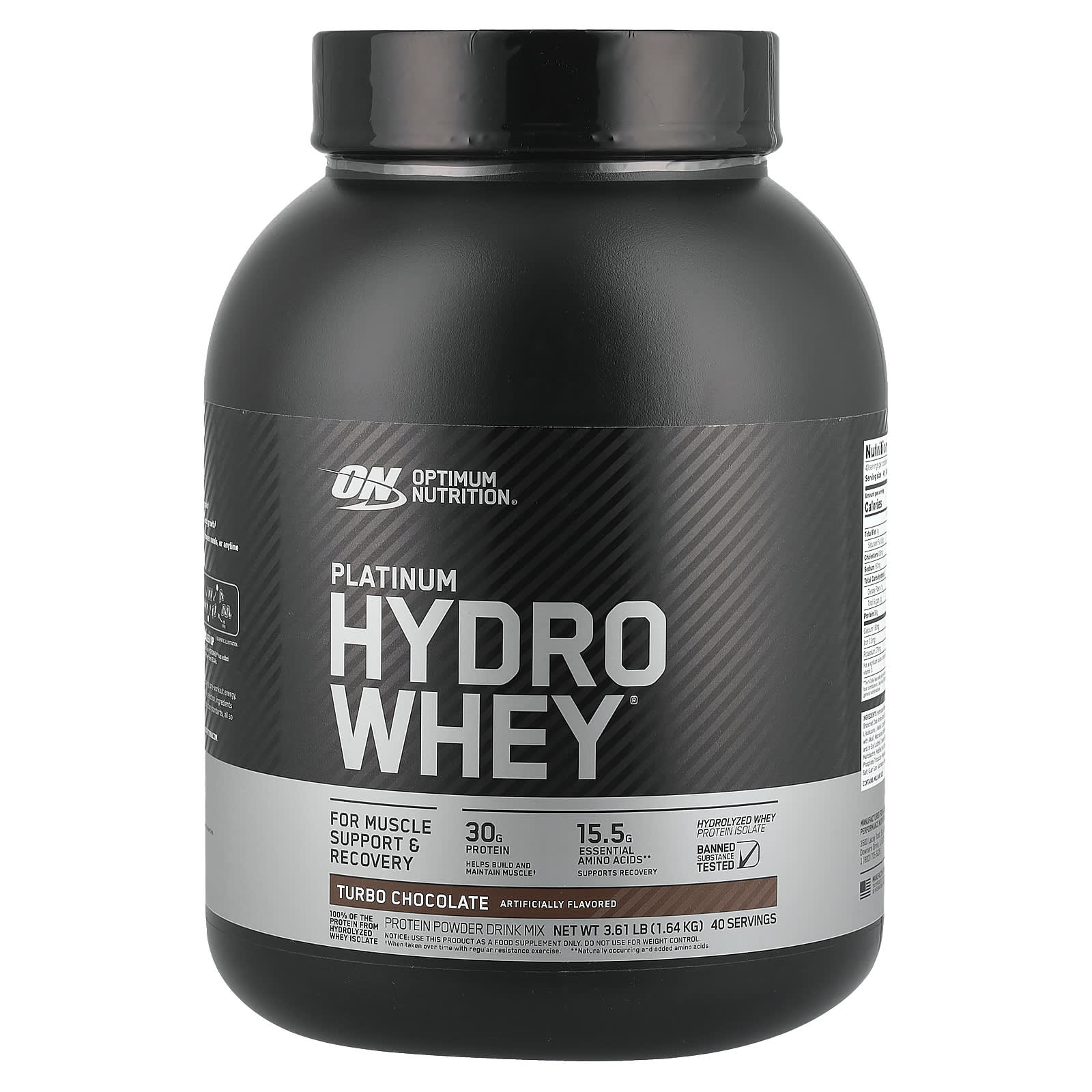 Optimum Nutrition, Platinum Hydro Whey, гидролизованный изолят сывороточного протеина, турбо-шоколад, 1,64 кг (3,61 фунта)