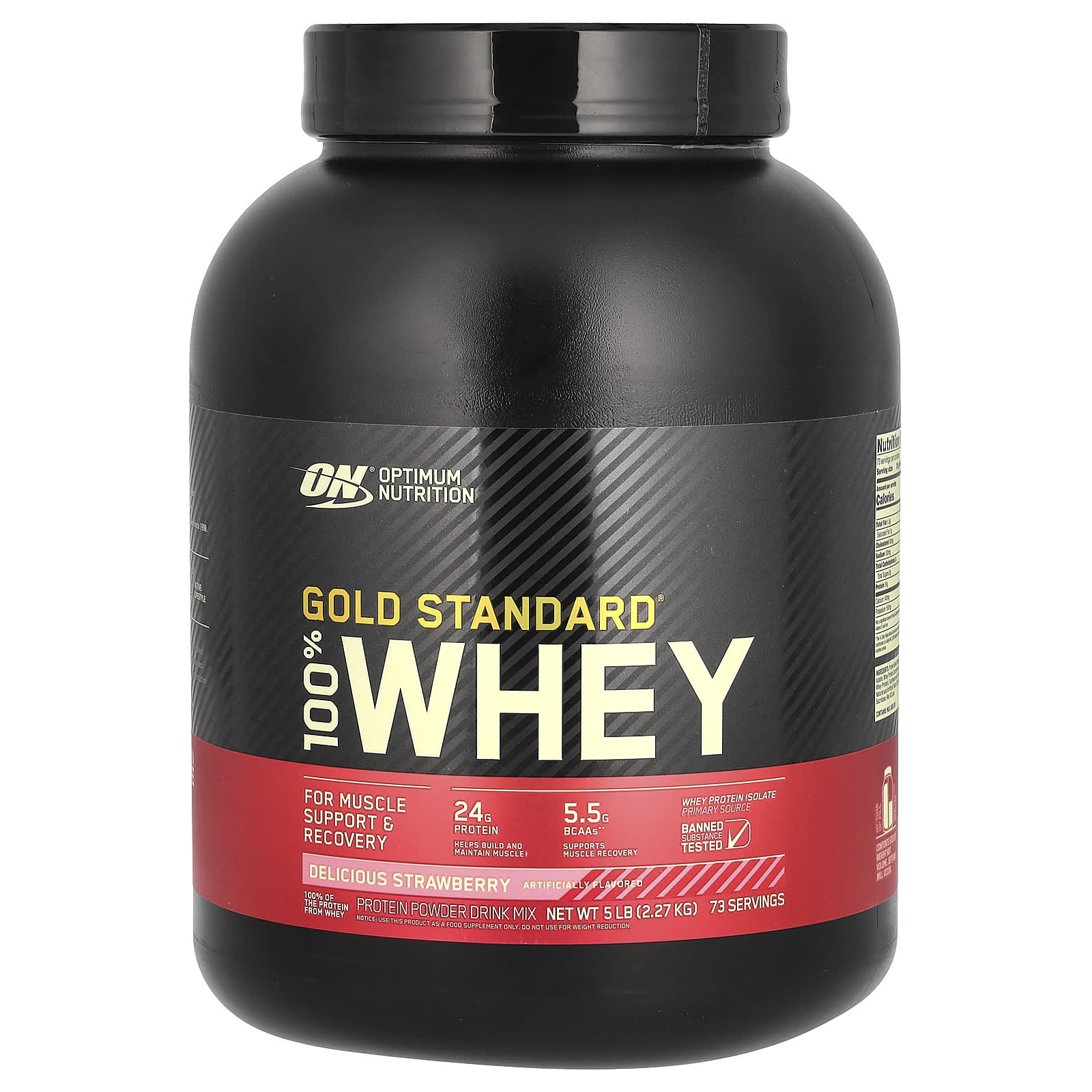 Optimum Nutrition, Gold Standard 100% Whey, сыворотка со вкусом аппетитной клубники, 2,27 кг (5 фунтов)