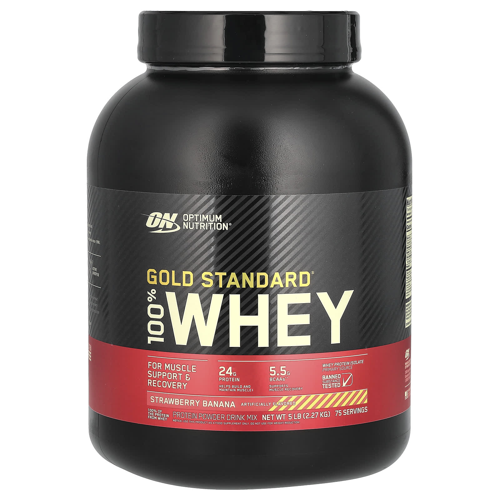 Optimum Nutrition, Gold Standard 100% Whey, сыворотка со вкусом клубники и банана, 2,27 кг (5 фунтов)