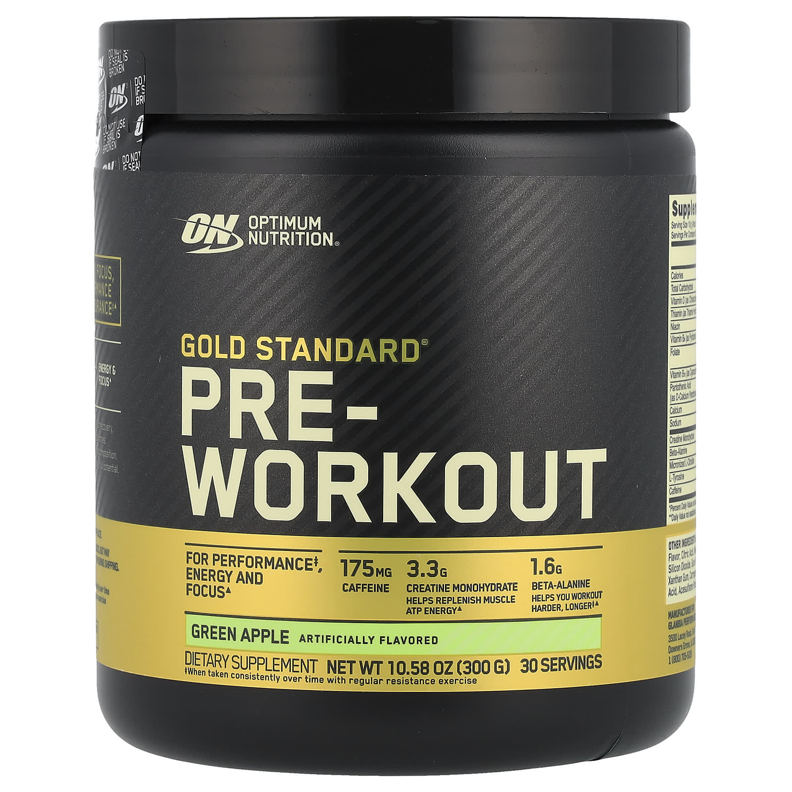 Optimum Nutrition, Gold Standard, предтренировочная добавка, зеленое яблоко, 300 г (10,58 унции)