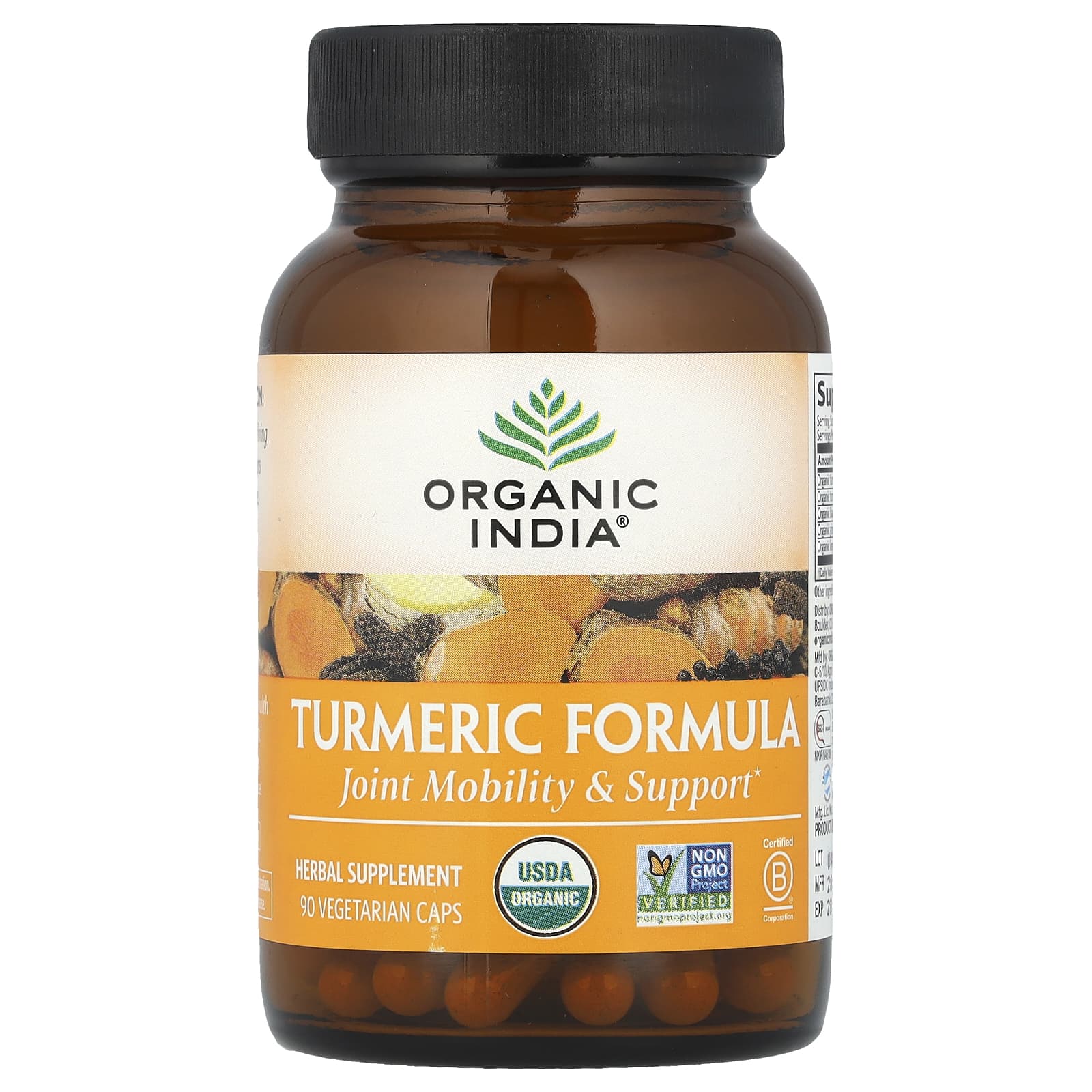 Organic India Turmeric Formula куркума поддержка подвижности и здоровья суставов 90 растительных капсул 4890₽