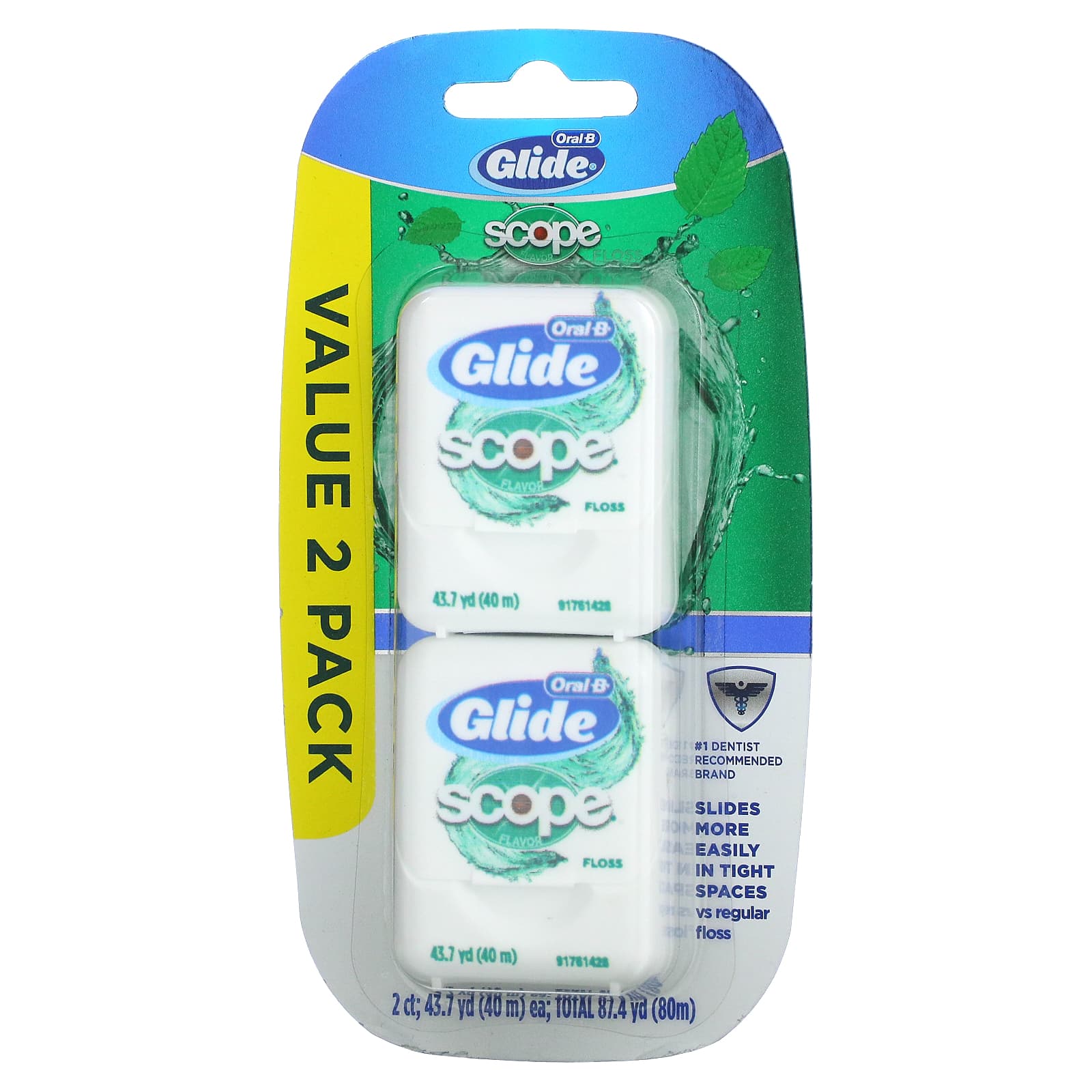 Oral-B, Glide, нить для прицела, 2 штуки, 40 м (43,7 ярда) каждое