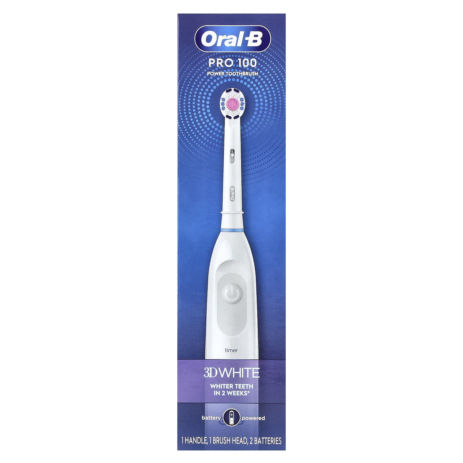 Oral-B 3D White Brilliance Whitening Battery, зубная щетка, белая, 1 зубная щетка