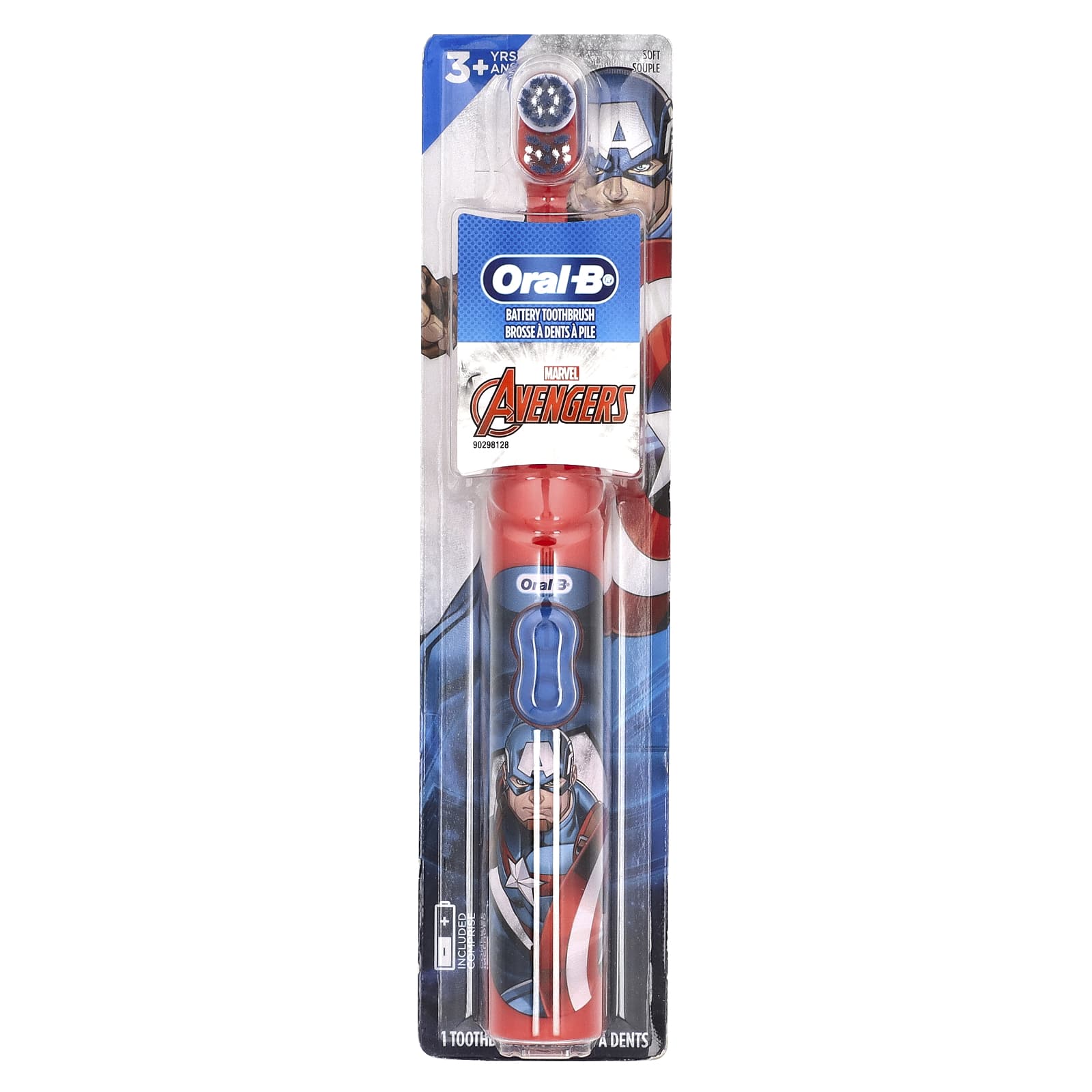 Oral-B, Kids, зубная щетка на батарейках, мягкая, для детей от 3 лет, Marvel Avengers`` 1 зубная щетка