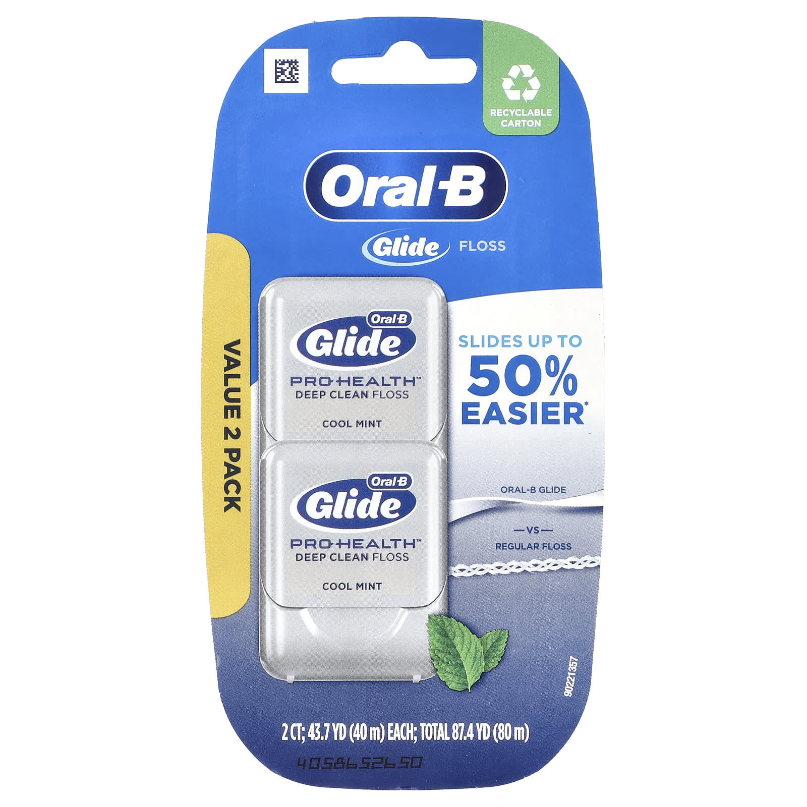 Oral-B Glide Pro-Health зубная нить для глубокой очистки прохладная мята 2 упаковки 437 ярда 40 м каждый 2390₽