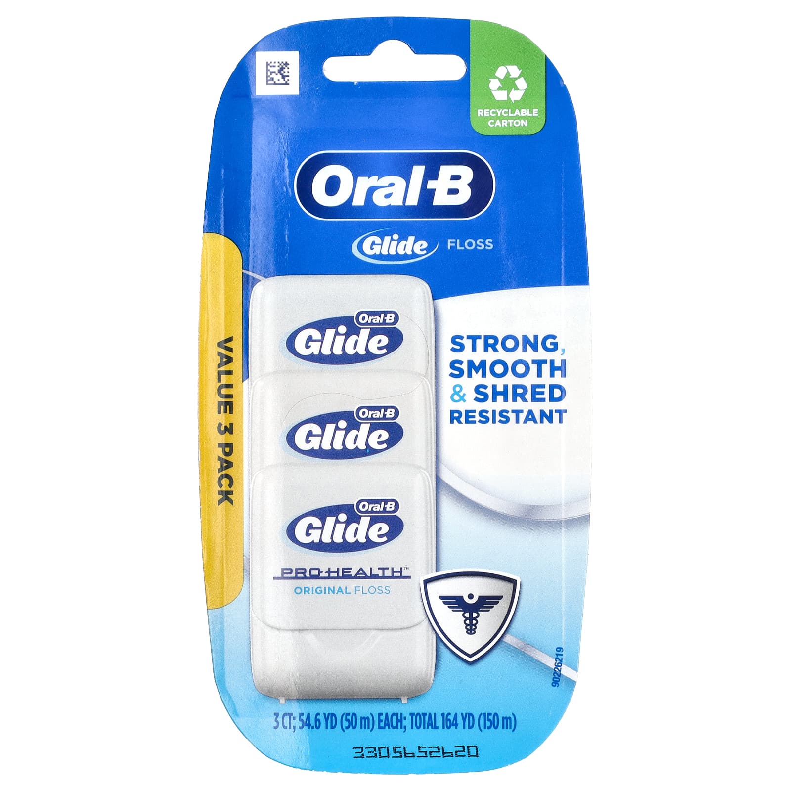 Oral-B, Glide, Pro-Health, оригинальная зубная нить, 3 шт. в упаковке, 50 м (54,6 ярда)