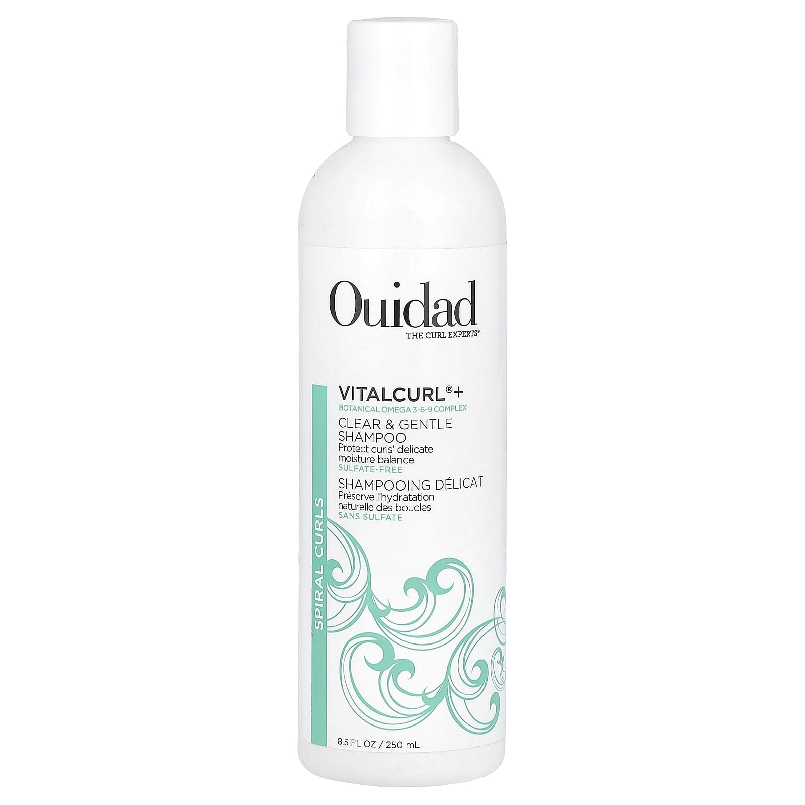 Ouidad, VitalCurl® +, очищающий и нежный шампунь, спиральные локоны, 250 мл (8,5 жидк. Унции)