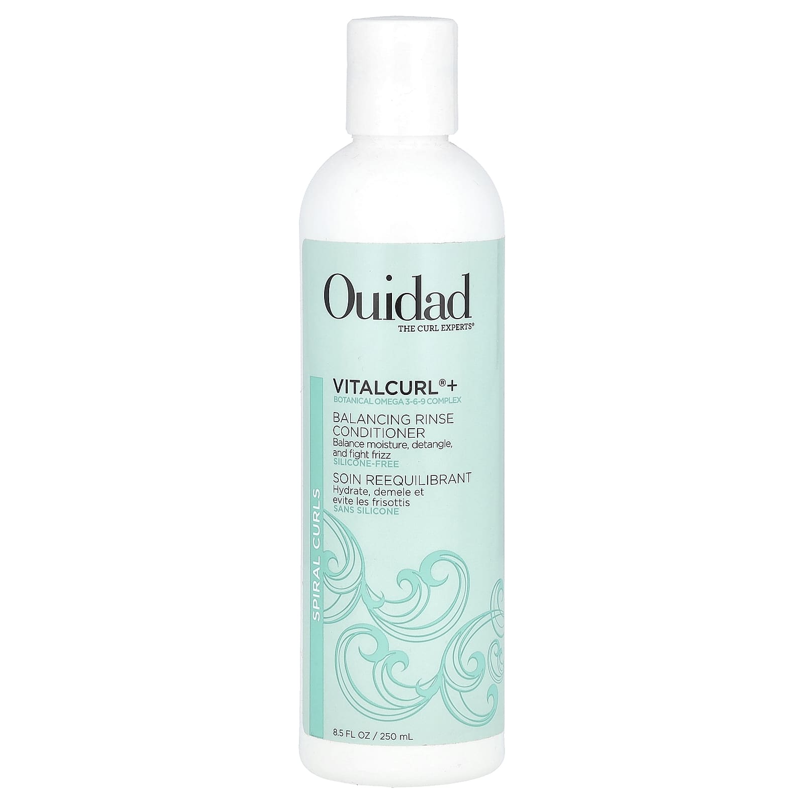 Ouidad, VitalCurl® +, балансирующее ополаскивание, кондиционер, спиральные локоны, 250 мл (8,5 жидк. Унции)