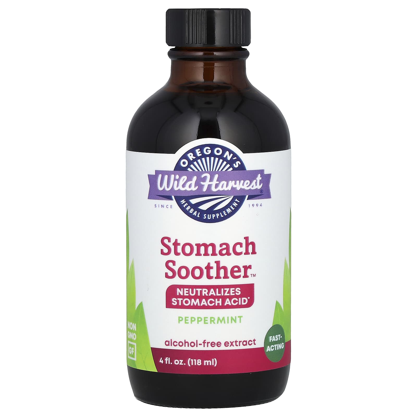 Oregon's Wild Harvest, Stomach Soother ™, перечная мята, без спирта, 118 мл (4 жидк. Унции)