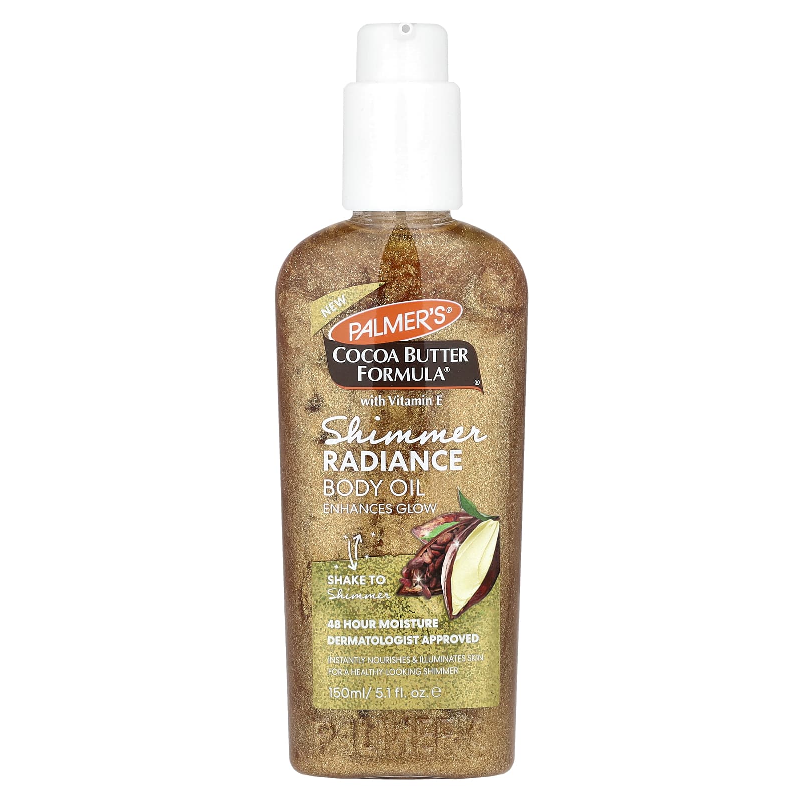 Palmer's, Cocoa Butter Formula® с витамином E, масло для тела с мерцающим сиянием, 150 мл (5,1 жидк. унц.)