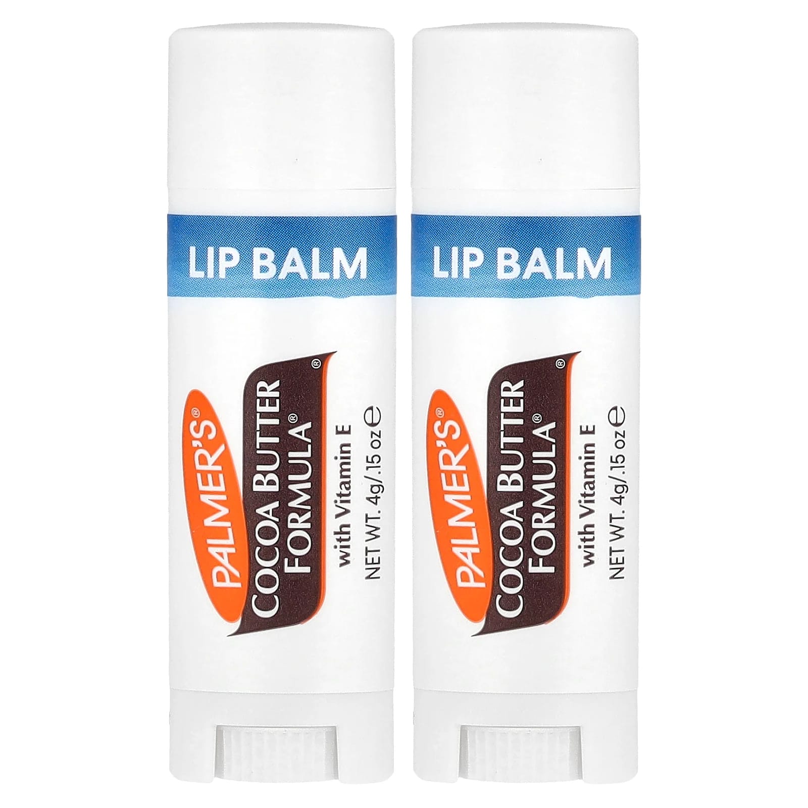 Palmer's, Cocoa Butter Formula, с витамином E, смягчающий и разглаживающий бальзам для губ, 2 шт. в упаковке, 4 г (0,15 унции) каждый