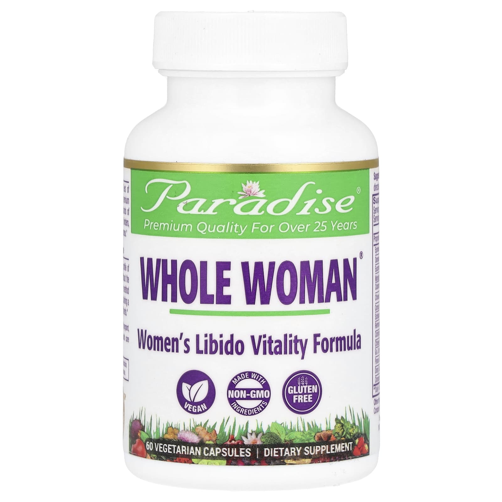 Paradise Herbs, Whole Woman, формула для поддержки жизненной силы женского либидо, 60 вегетарианских капсул
