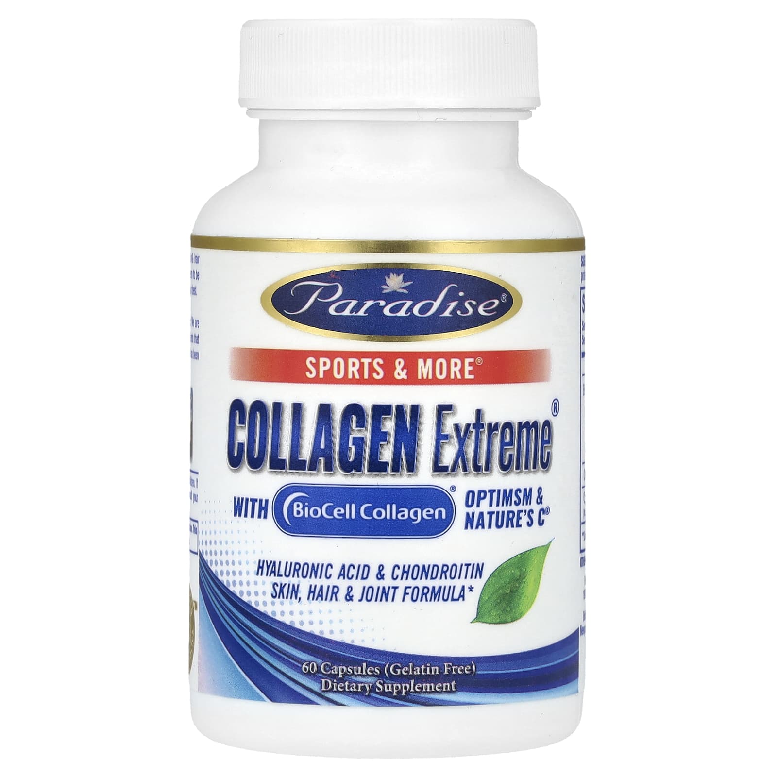Paradise Herbs, Collagen Extreme с коллагеном BioCell, OptiMSM и натруальным витамином C, 60 капсул