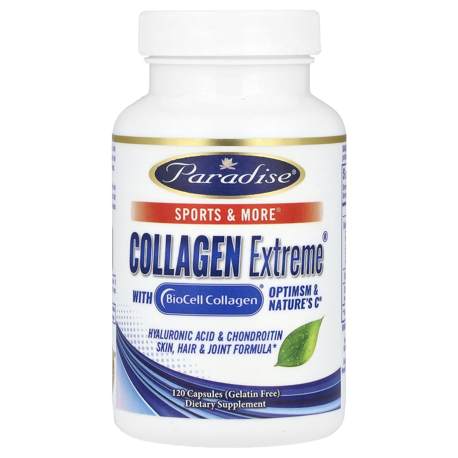 Paradise Herbs, Collagen Extreme с коллагеном BioCell, OptiMSM и натруальным витамином C, 120 капсул