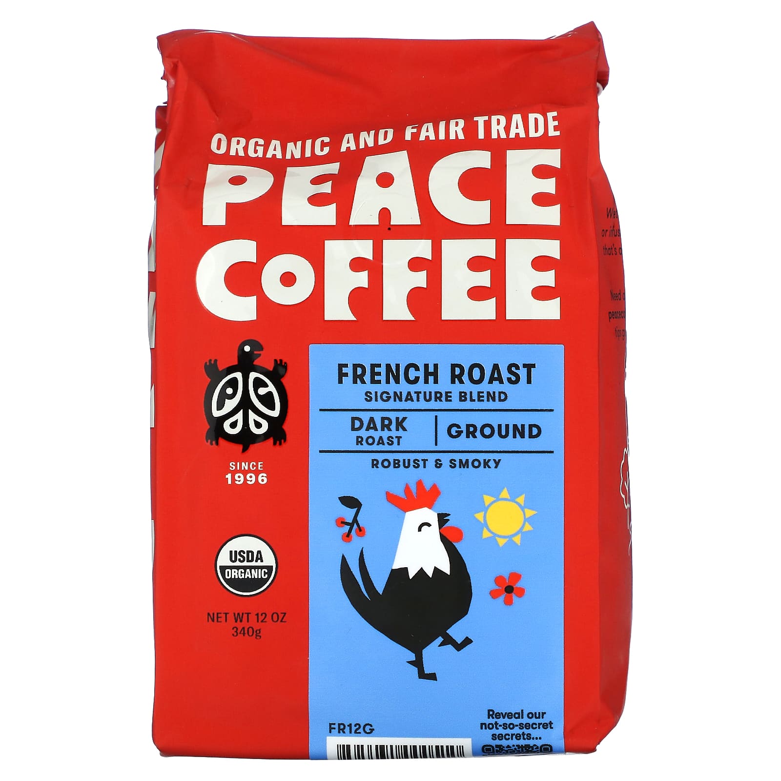 Peace Coffee Organic French Roast Signature Blend Ground Dark Roast 12 oz 340 g 2490₽
