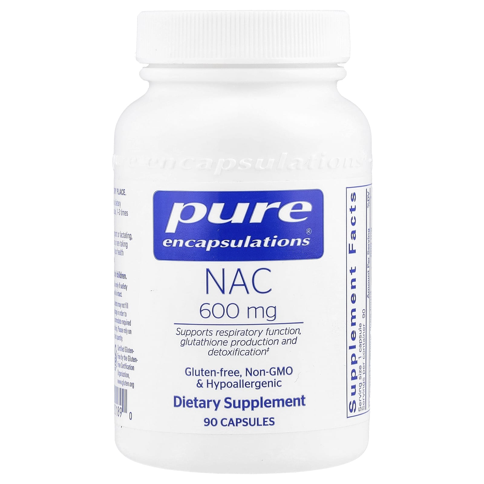 Pure Encapsulations, NAC, 600 мг, 90 капсул