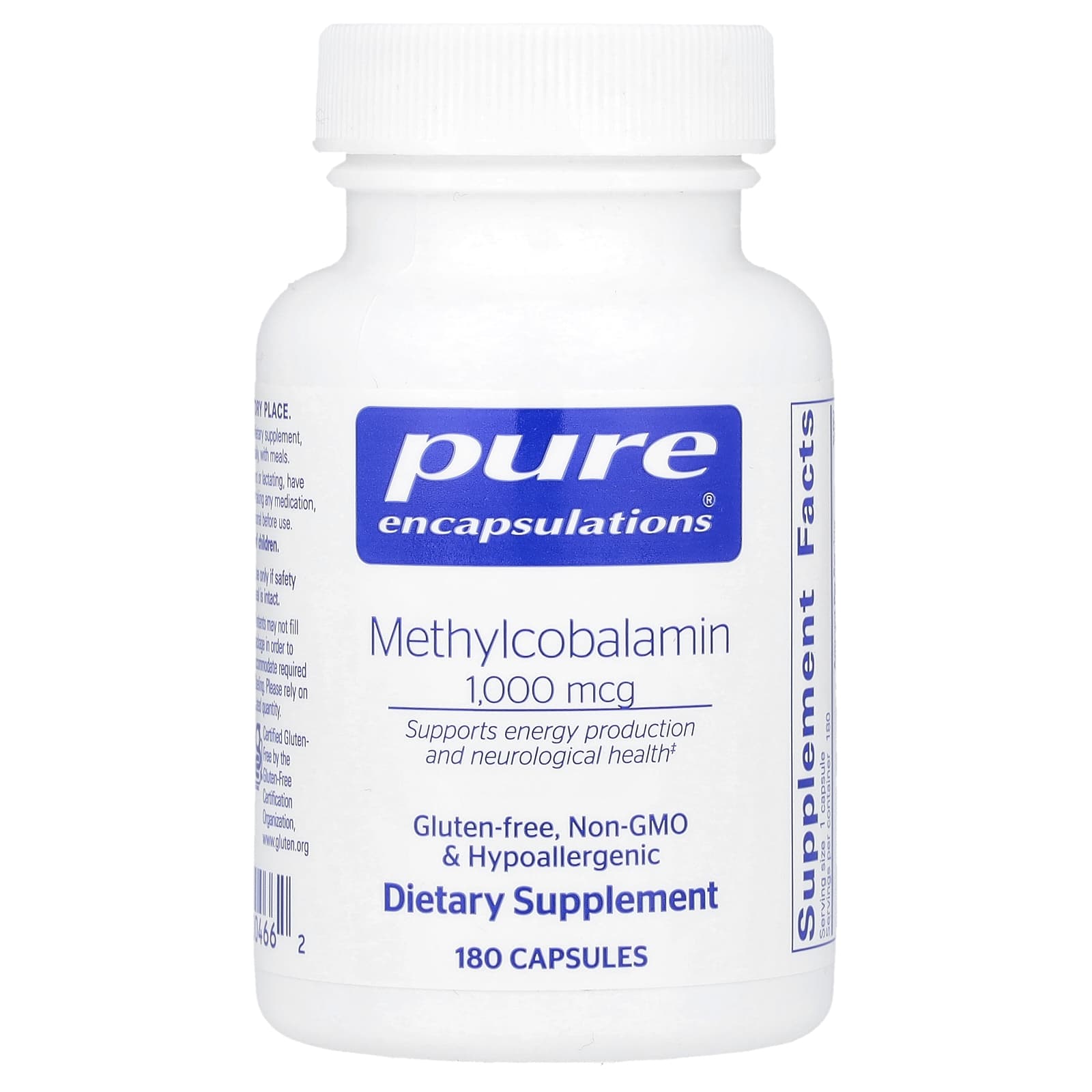 Pure Encapsulations, Метилкобаламин, 1000 мкг, 180 капсул