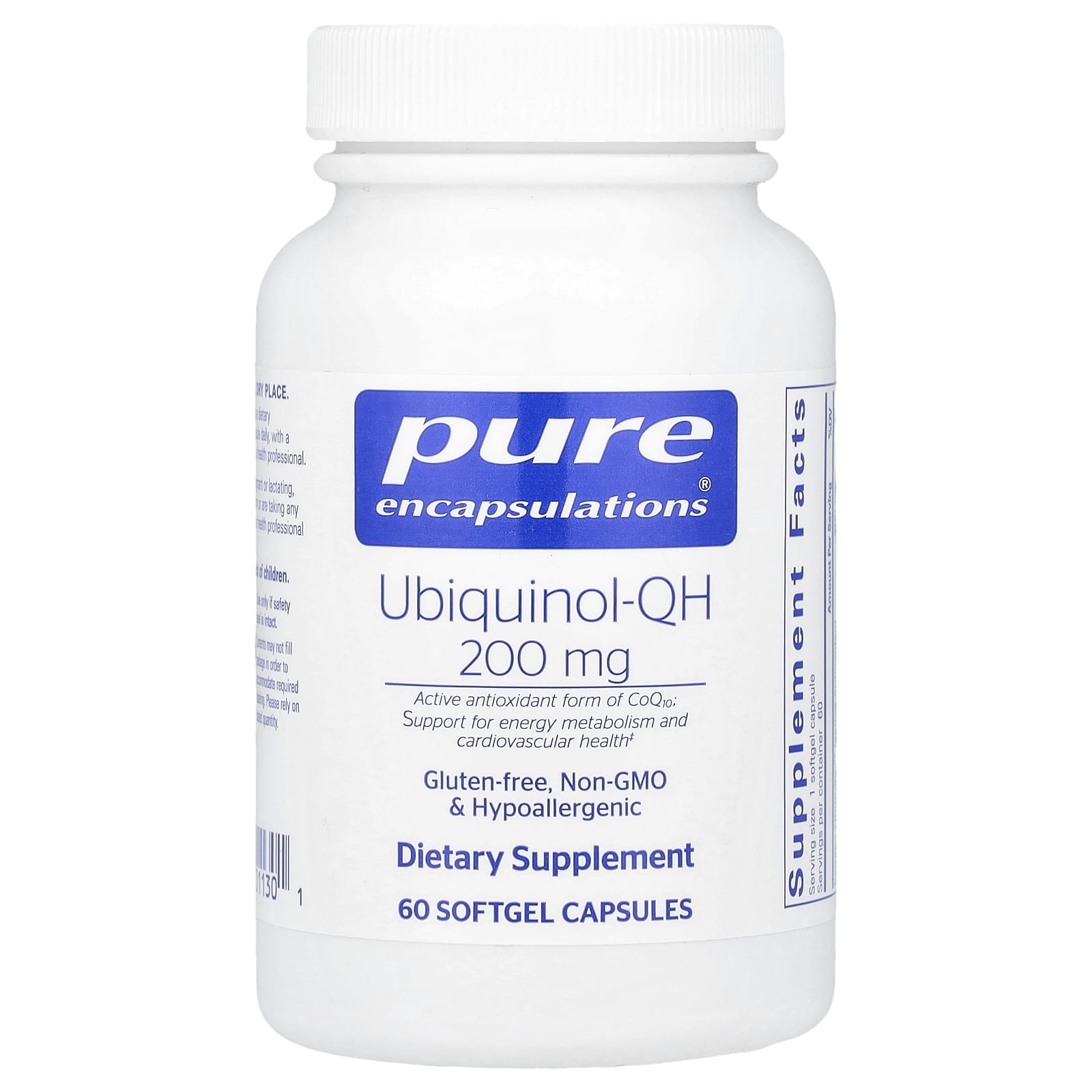 Pure Encapsulations, Ubiquinol-QH, 200 мг, 60 мягких капсул