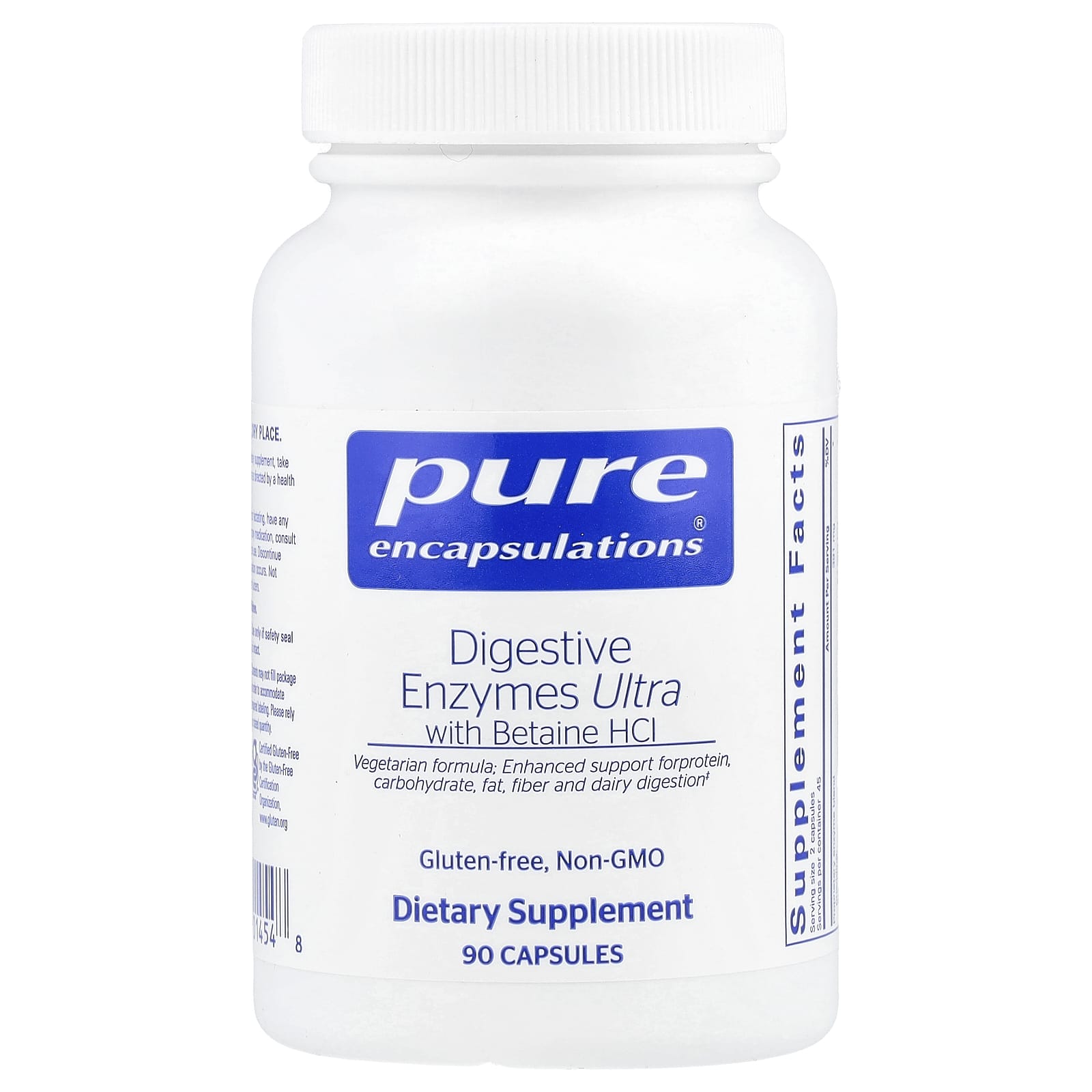 Pure Encapsulations, Пищеварительные ферменты с бетаином гидрохлоридом, 90 капсул