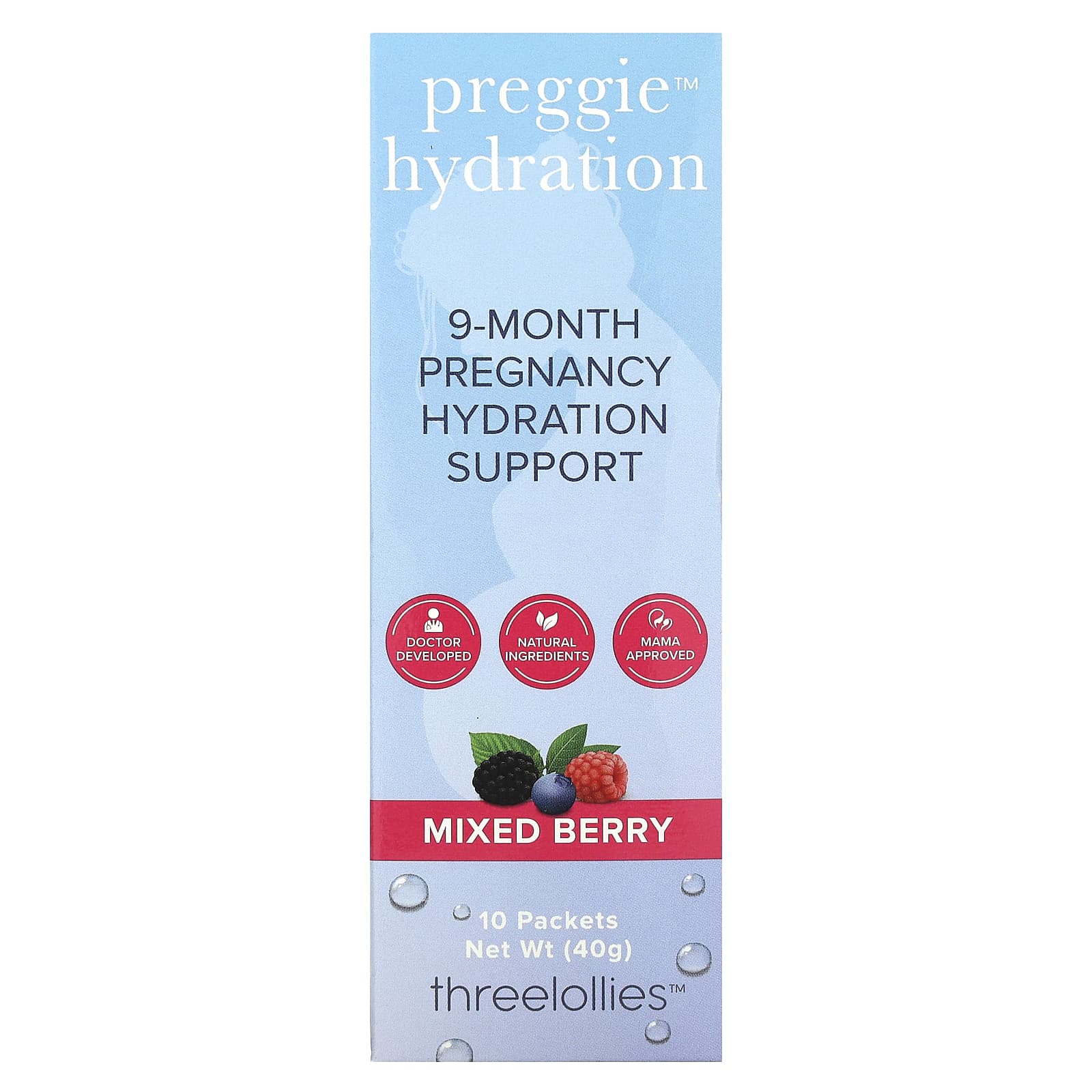 Preggie, Hydration, ягодное ассорти, 10 пакетиков, по 4 г (0,14 унции)